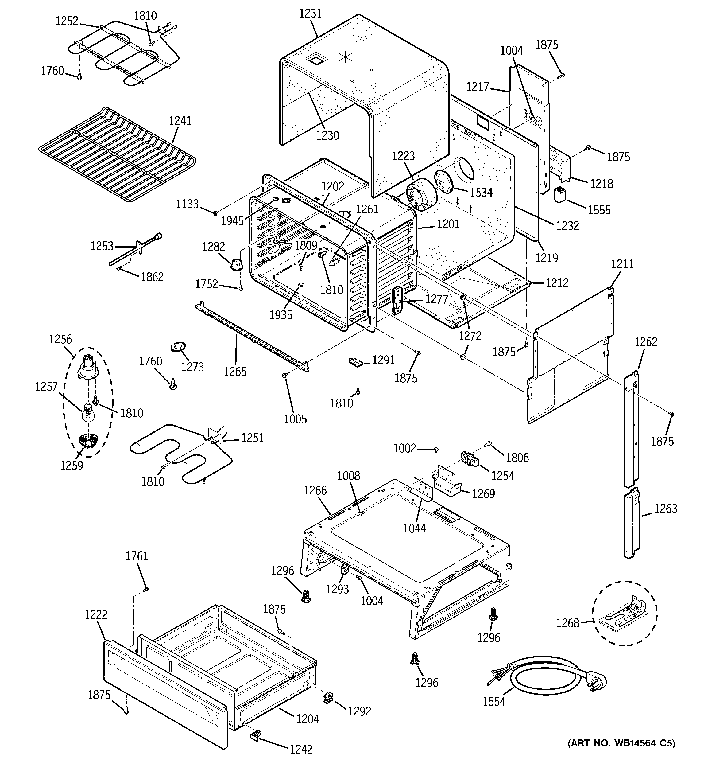 GE JCSP42DN1WW body parts diagram