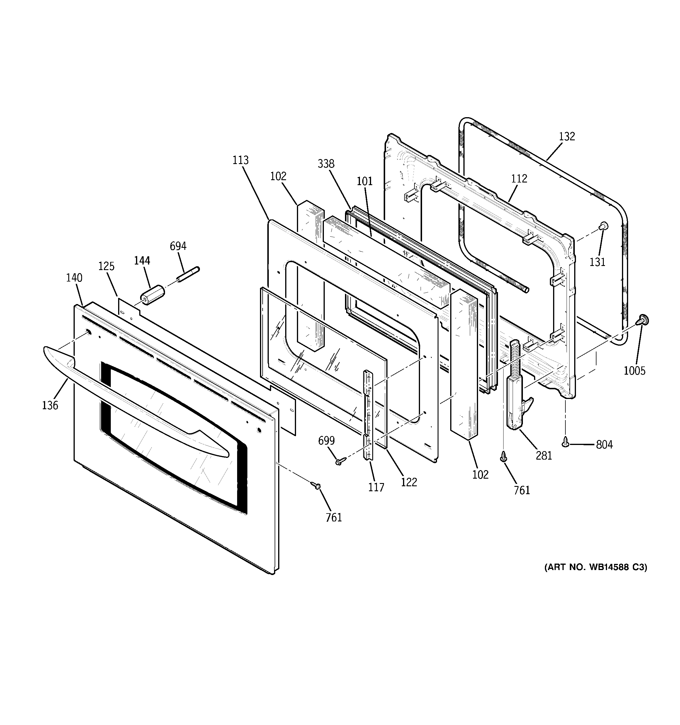 GE JCSP42SN1SS door diagram
