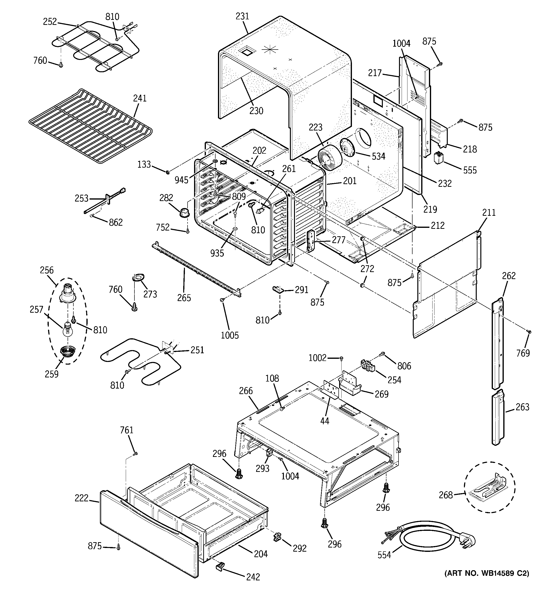 GE JCSP42SN2SS body parts diagram