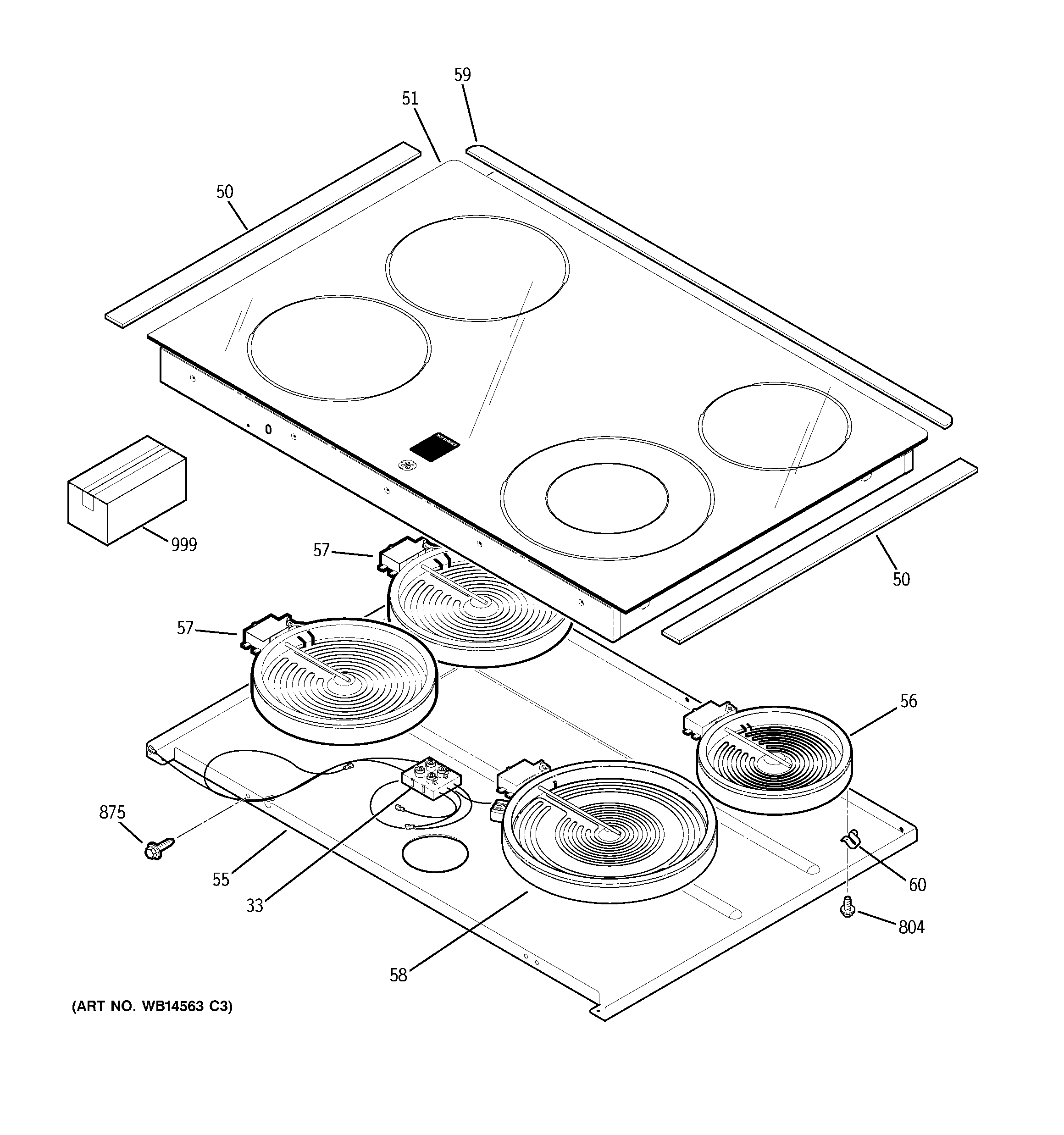GE JSP42SN2SS cooktop diagram