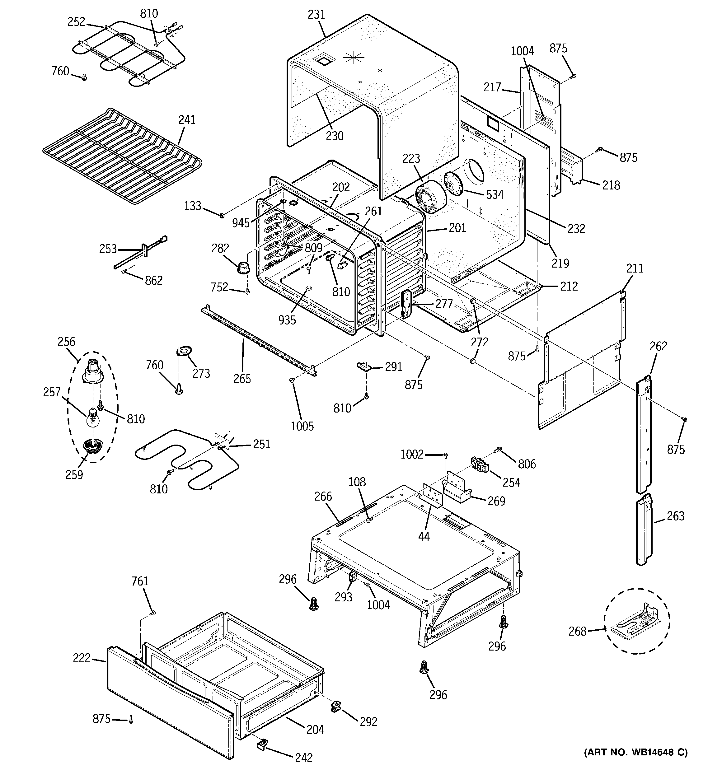 GE JSP42SN2SS body parts diagram