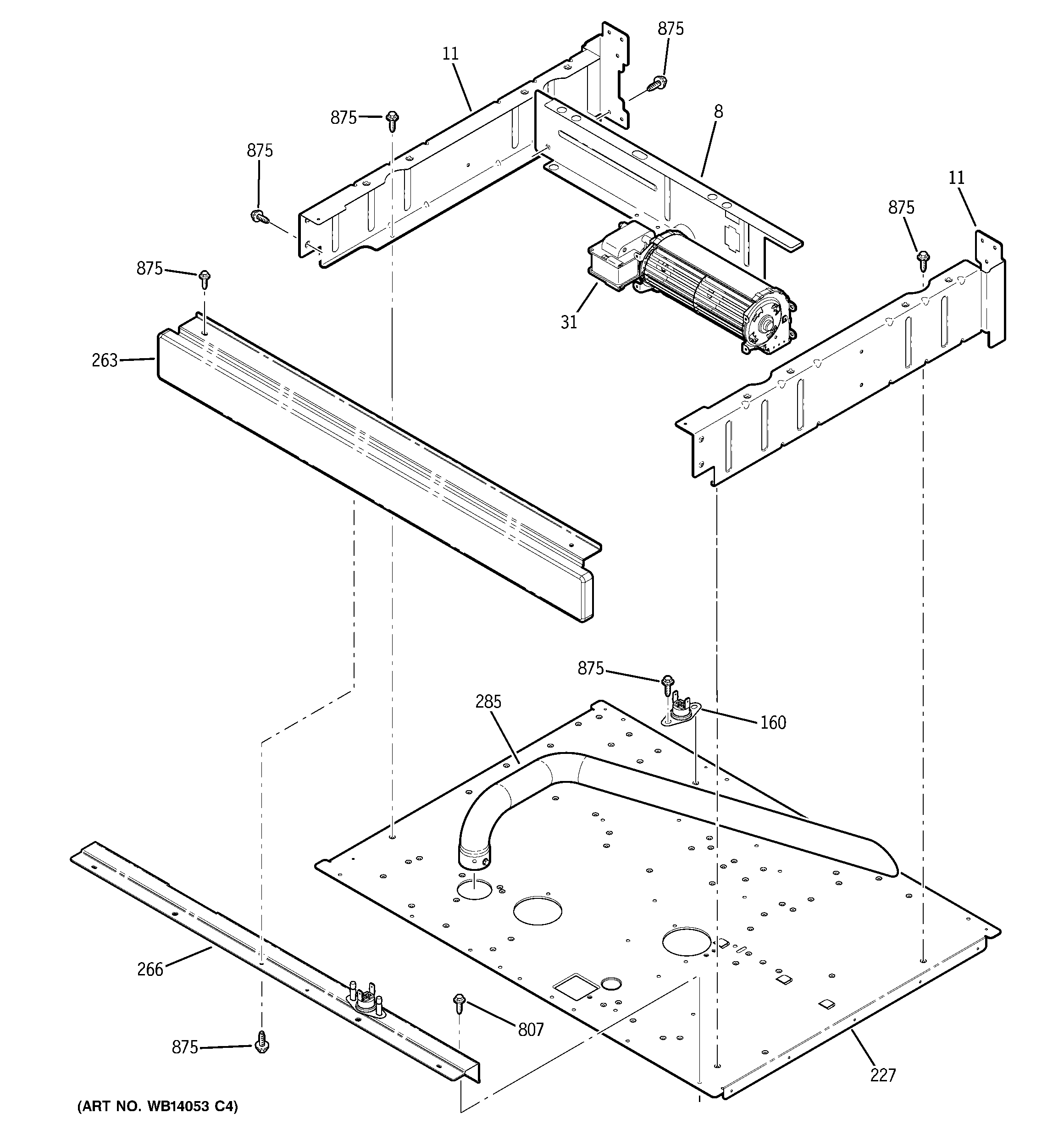 GE PT960SM3SS center spacer diagram