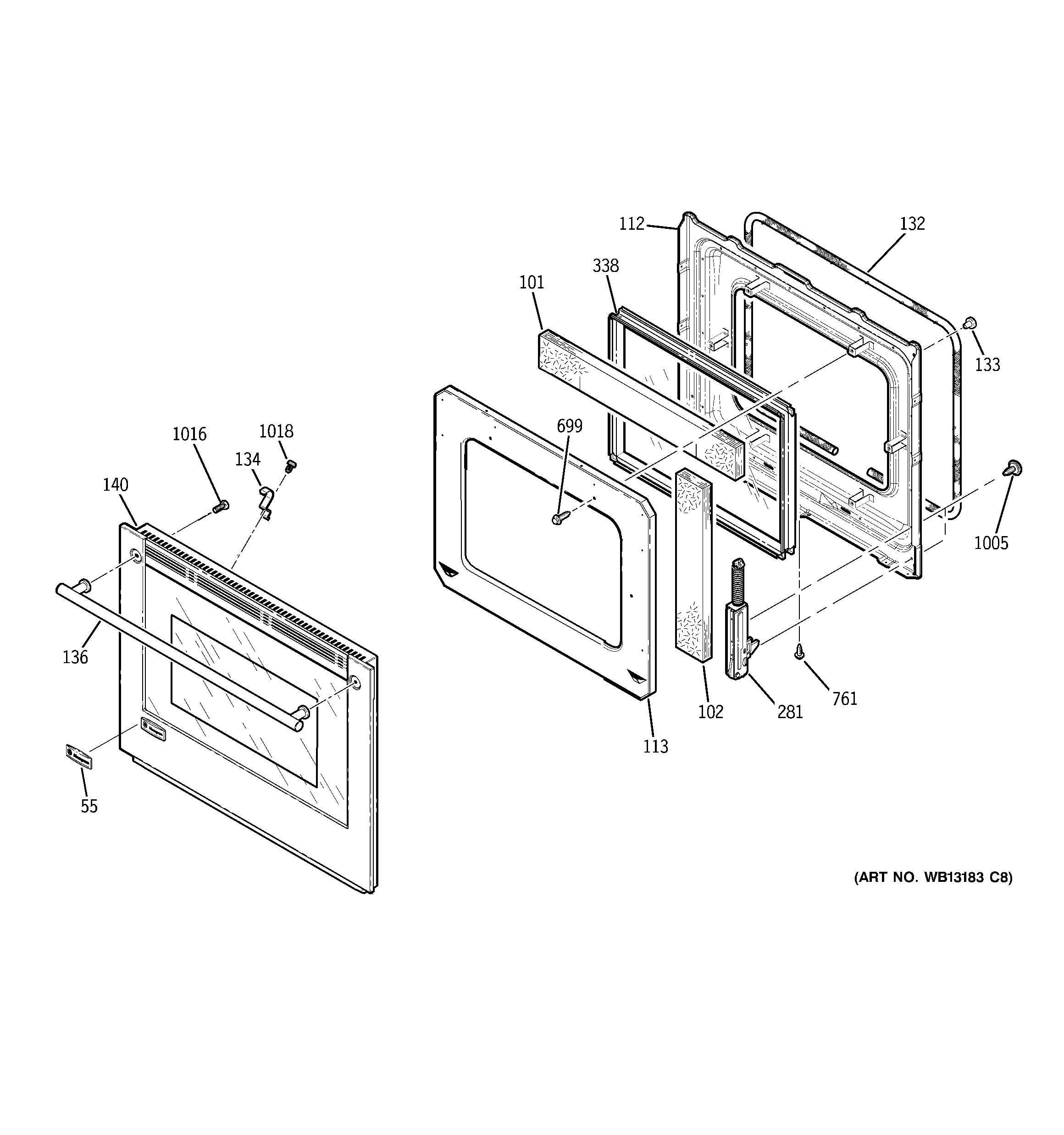 GE ZET938BM2BB door diagram