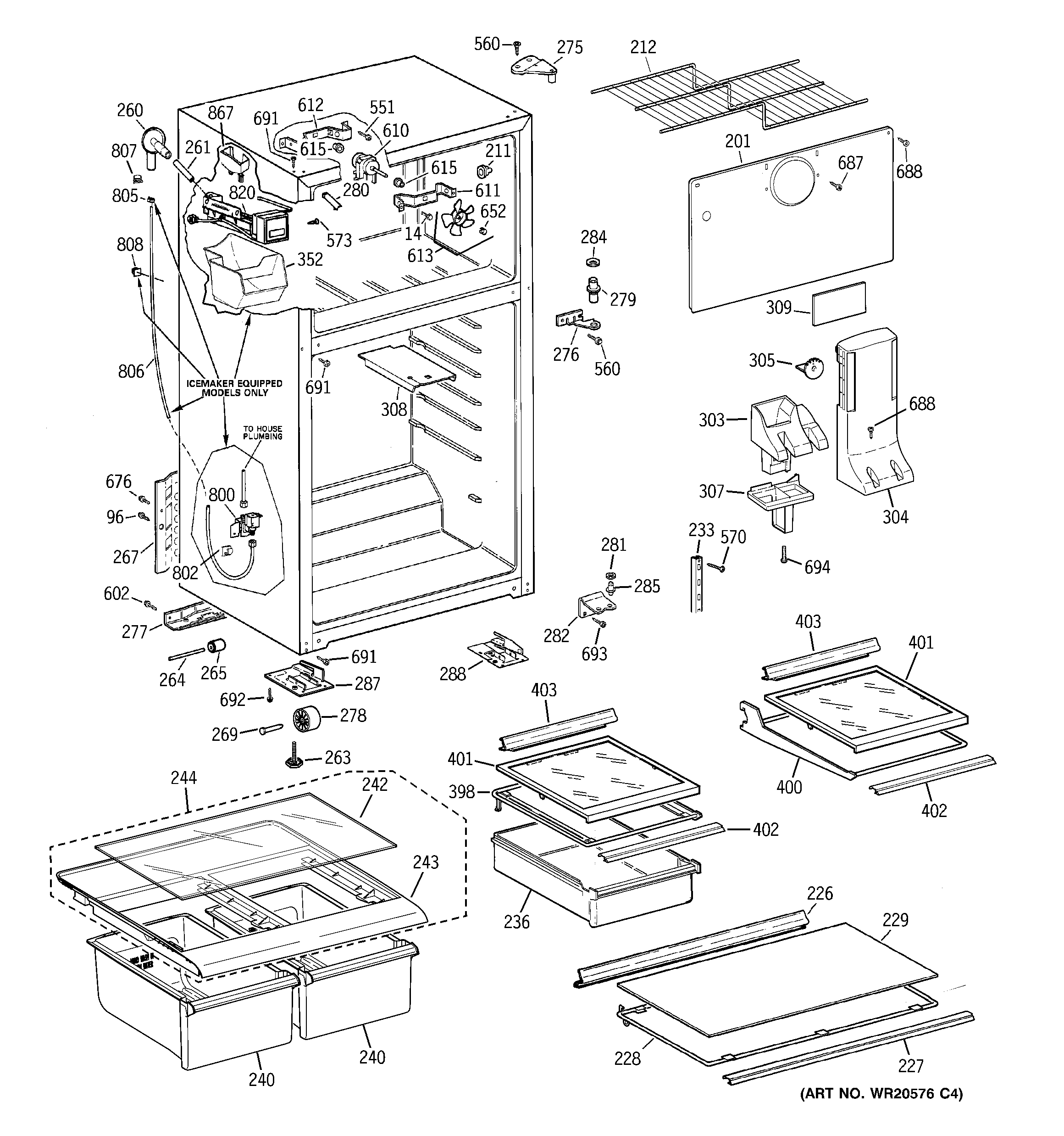 GE GTS18ECTFRWW cabinet diagram