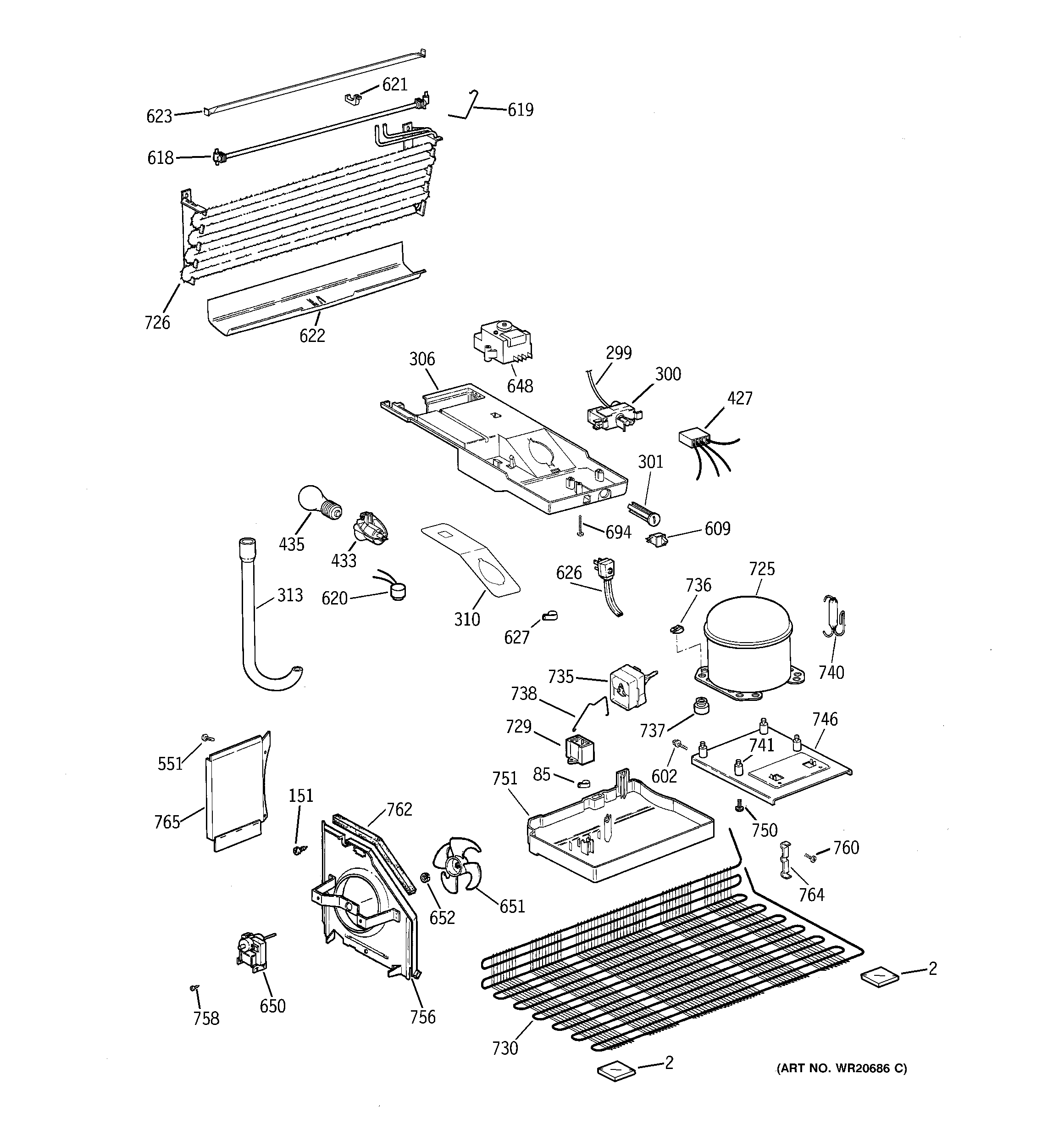 GE GTT18BBSFRWW unit parts diagram