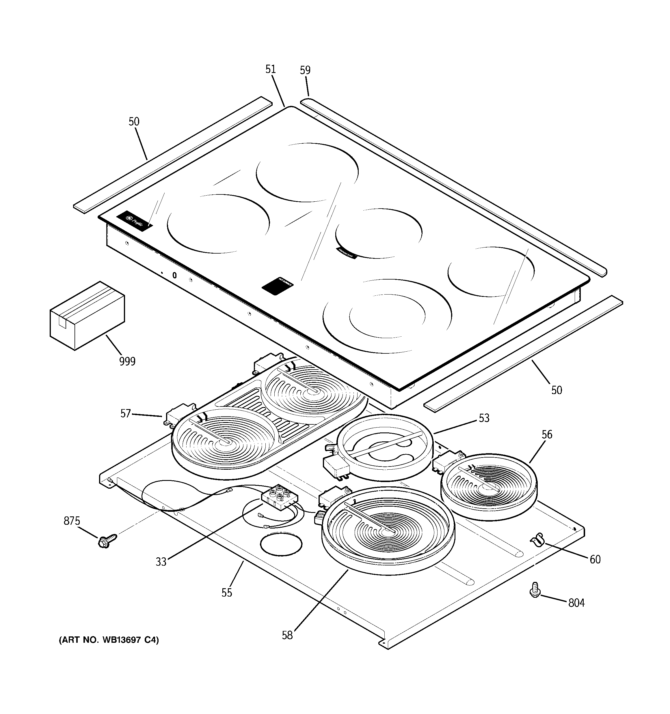 GE PCS905DP1BB cooktop diagram