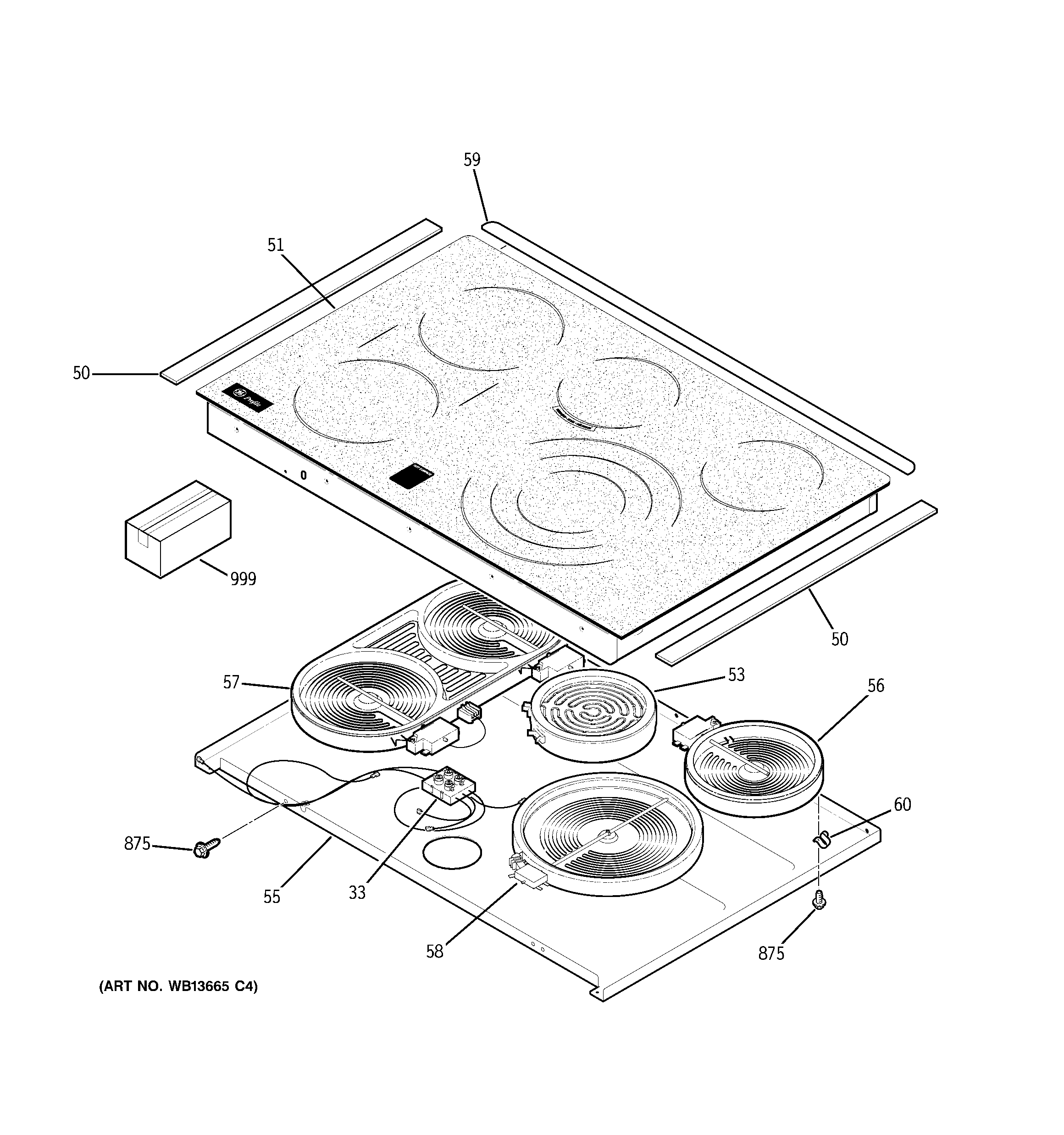 GE PCS968DP1WW cooktop diagram