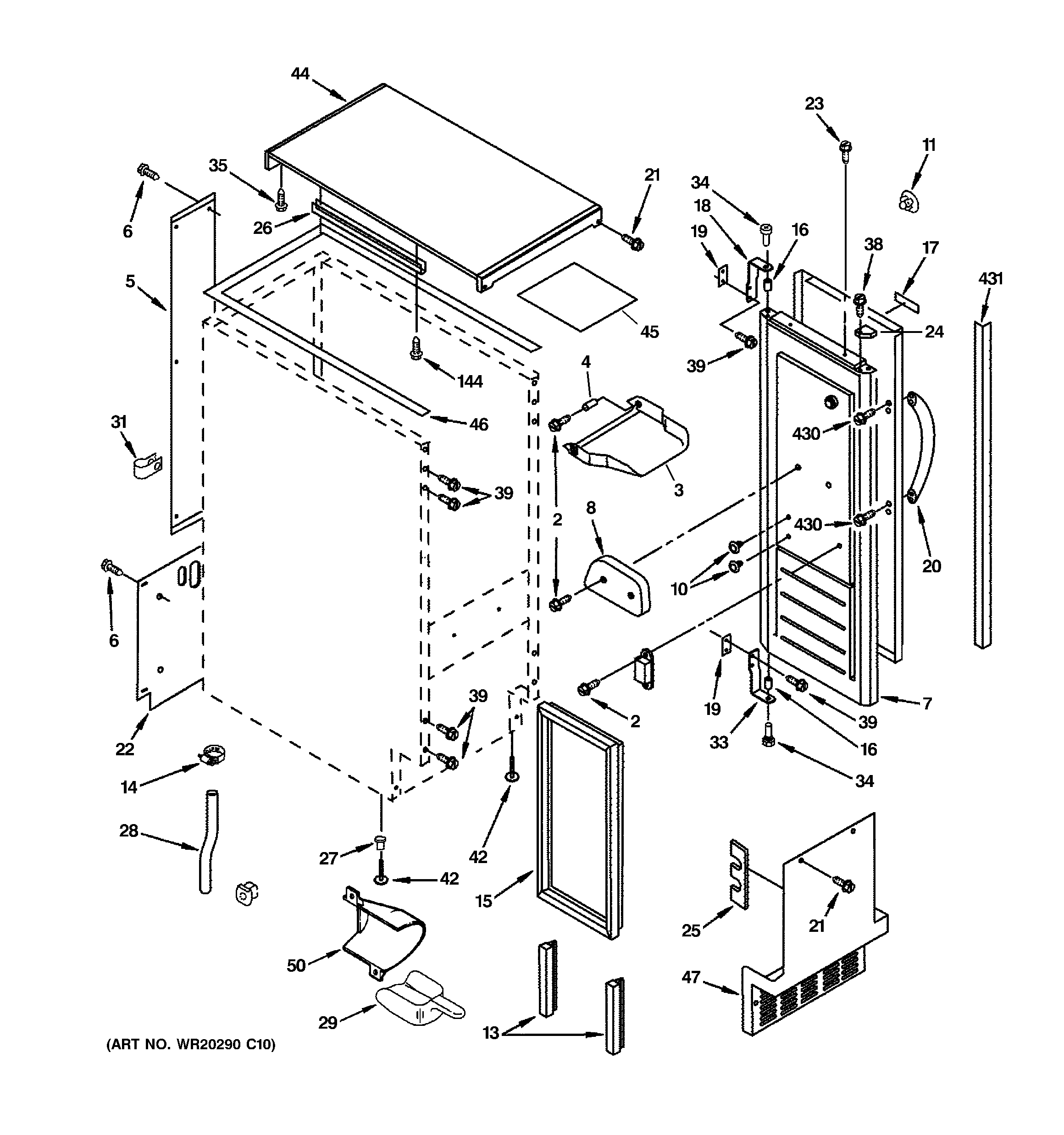 GE ZDIC150WBBB cabinet, liner & door parts diagram