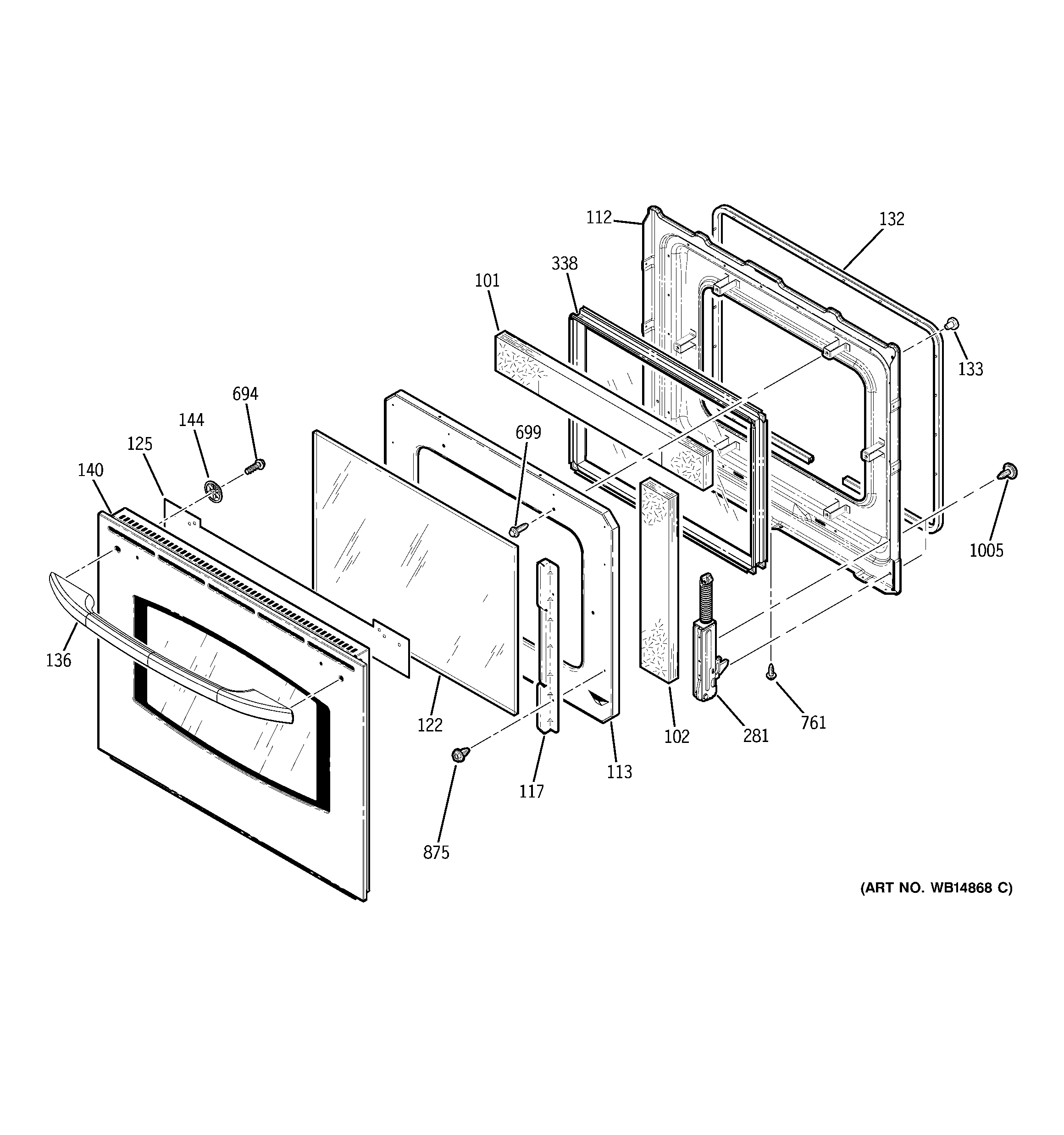 GE JCKP70DP1BB door diagram