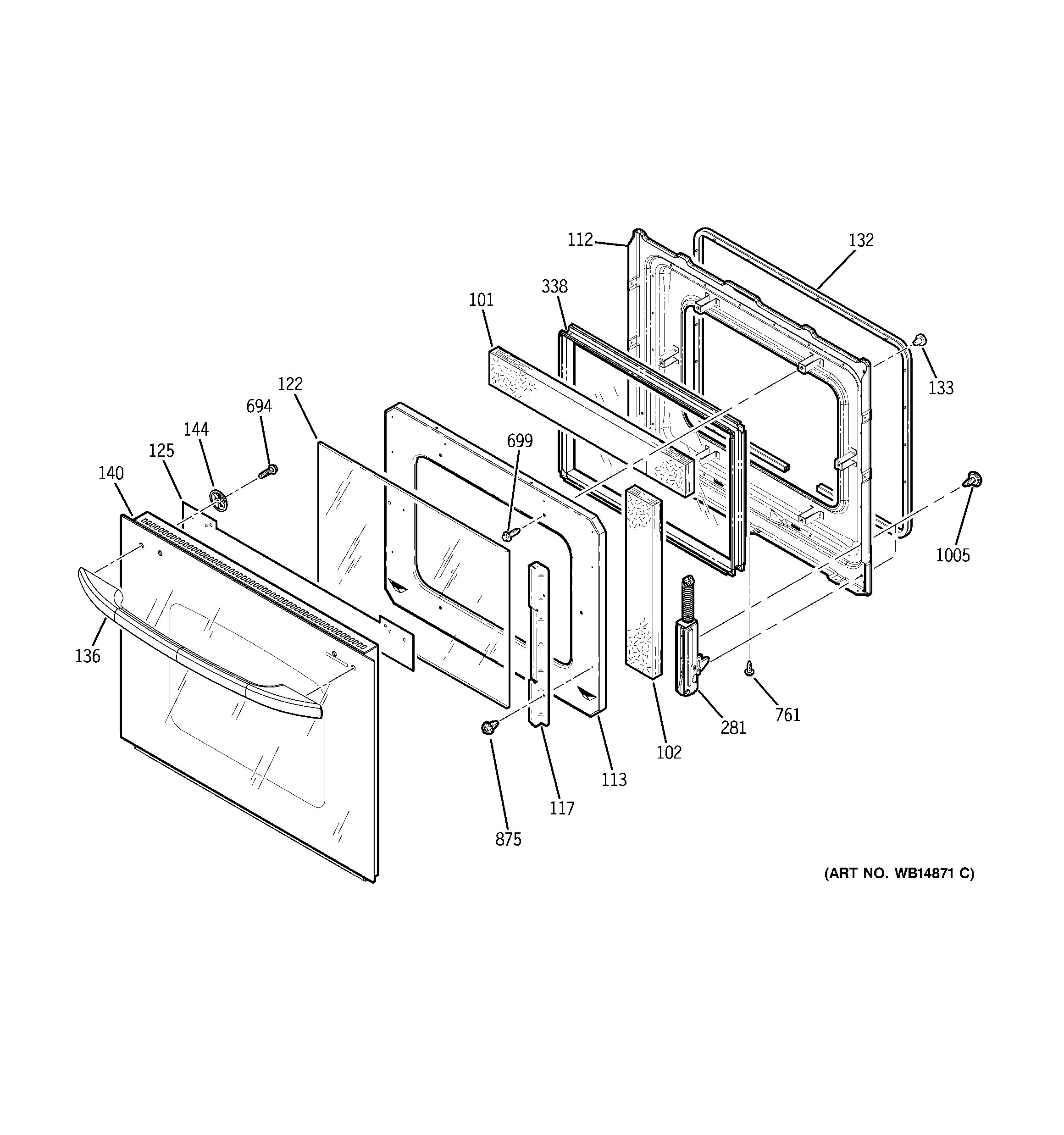 GE JCKS10DP1WW door diagram