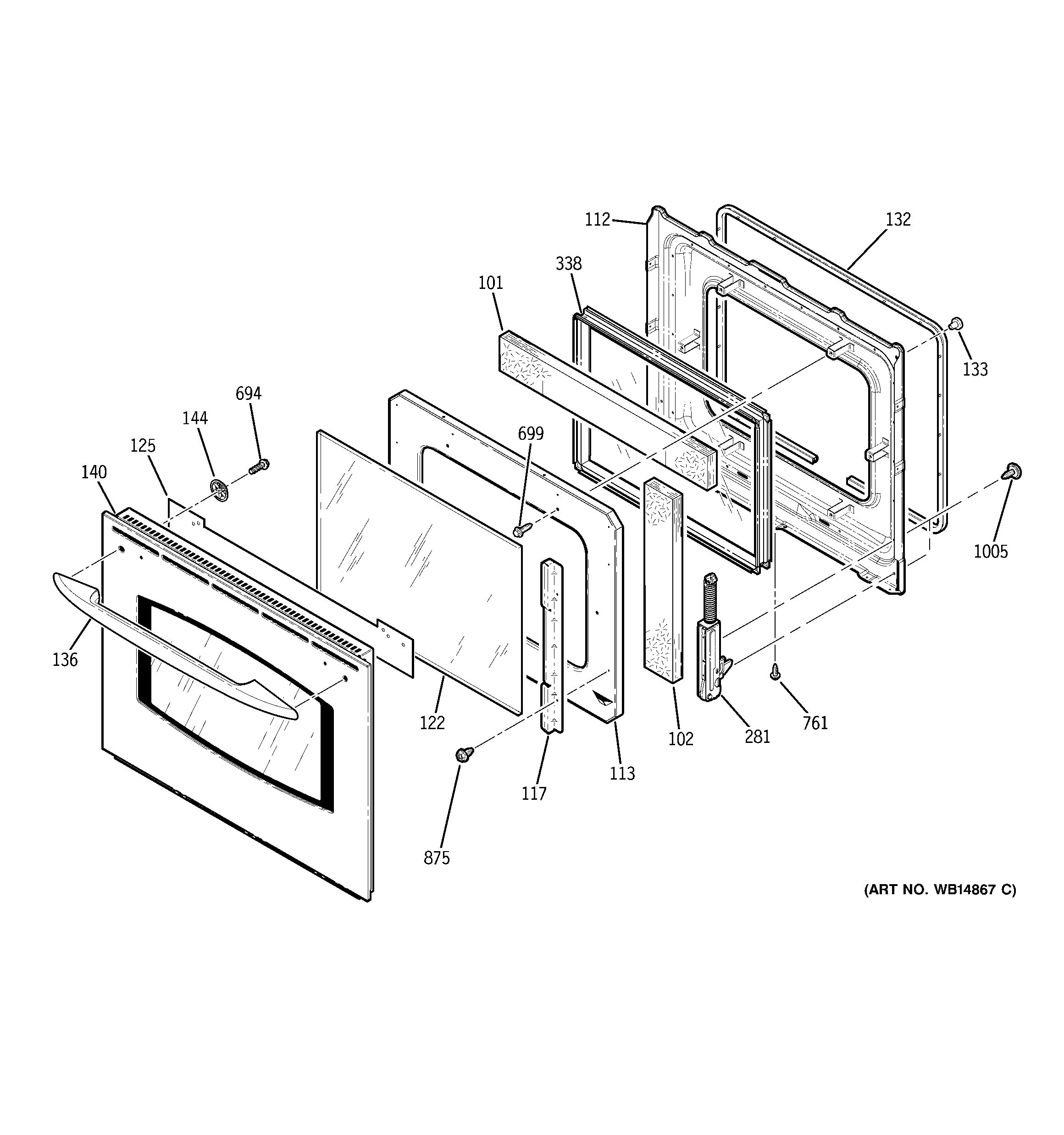 GE JKP55SP1SS door diagram