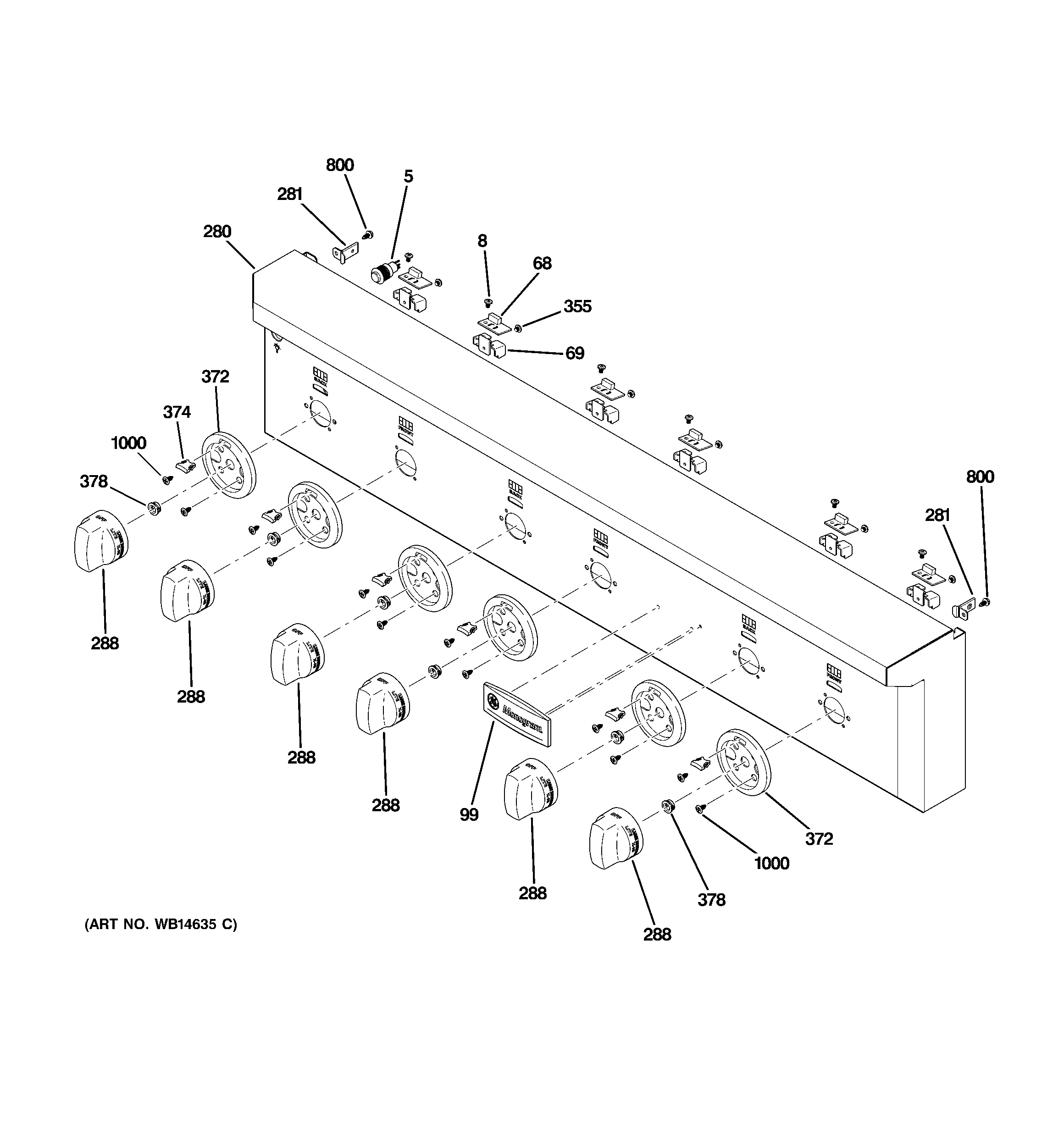 GE ZGU366NP2SS control panel diagram
