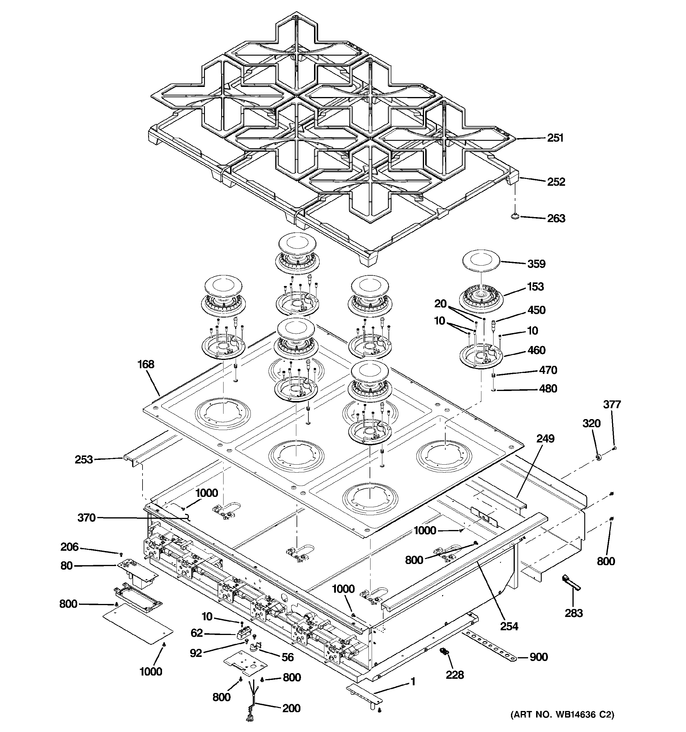 GE ZGU366NP2SS cooktop diagram