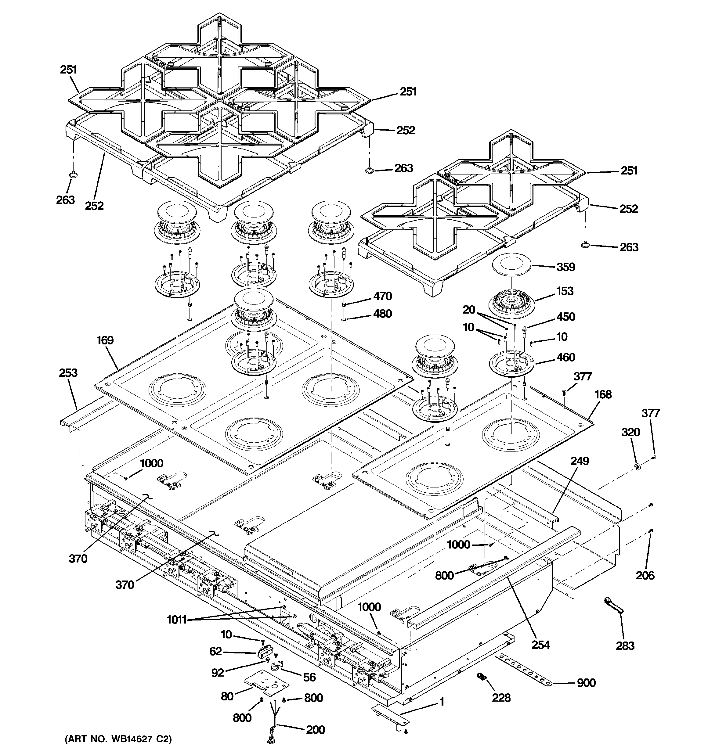 GE ZGU486NDP2SS cooktop diagram