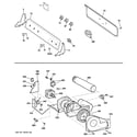 GE DWXR463GG8WW backsplash, blower & motor assembly diagram