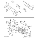 GE EGD4600G8WW backsplash, blower & motor assembly diagram