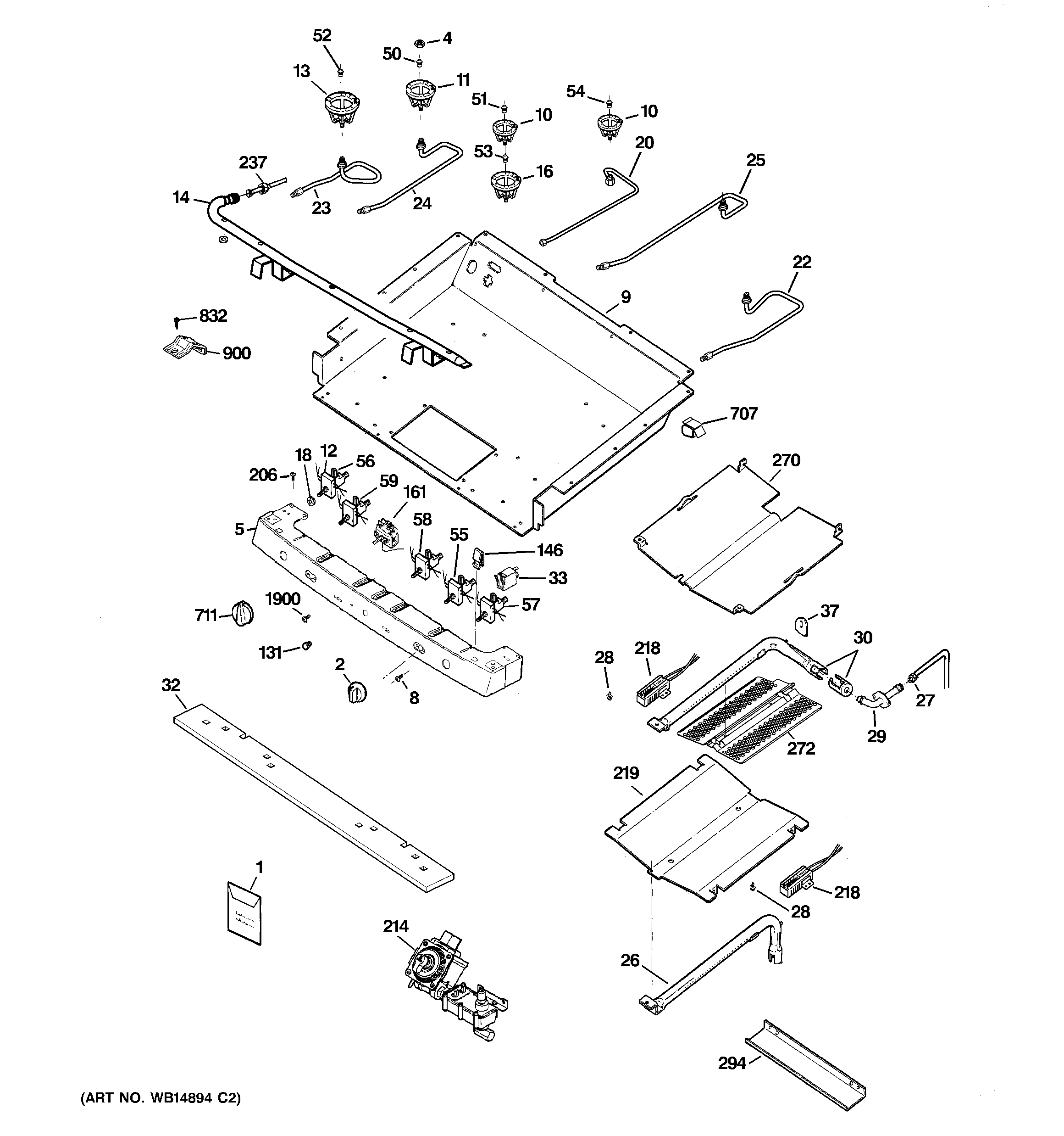 GE JGB900SEP2SS gas & burner parts diagram
