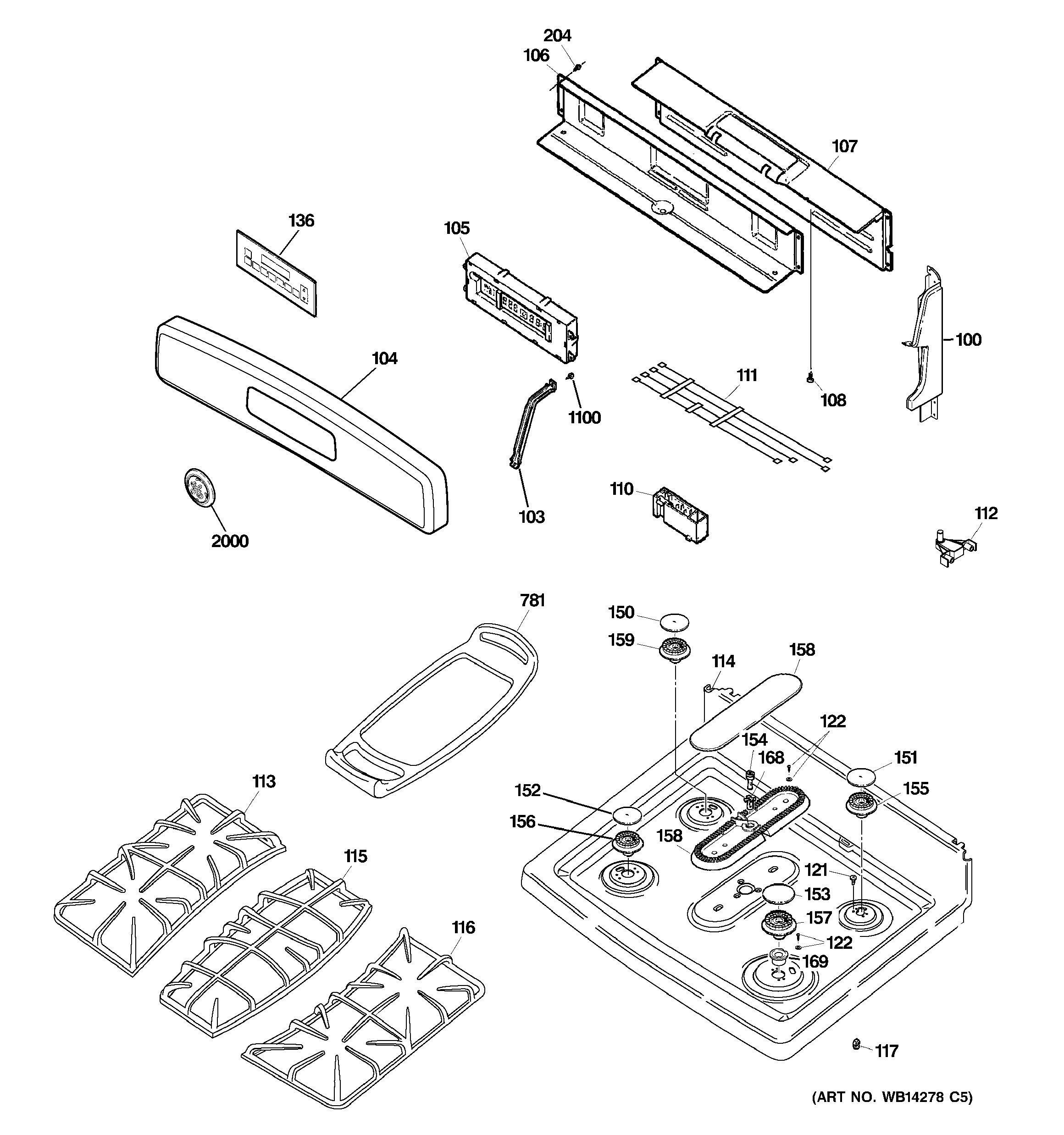 GE JGB900SEP2SS control panel & cooktop diagram
