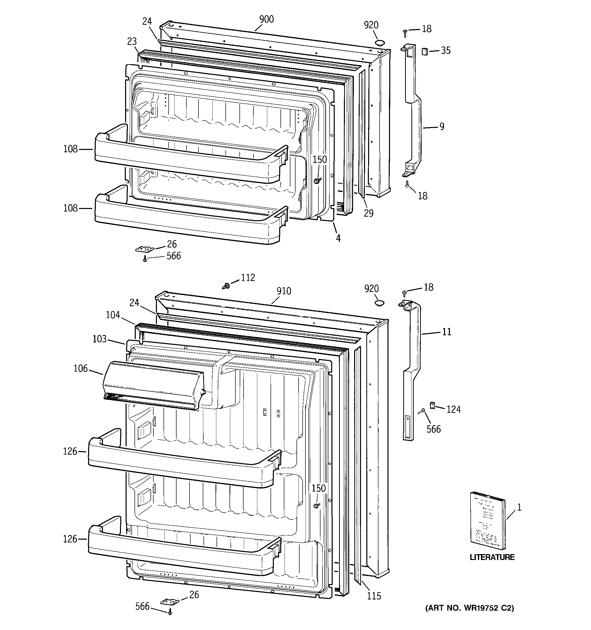 GE MTS17BBSELWW doors diagram
