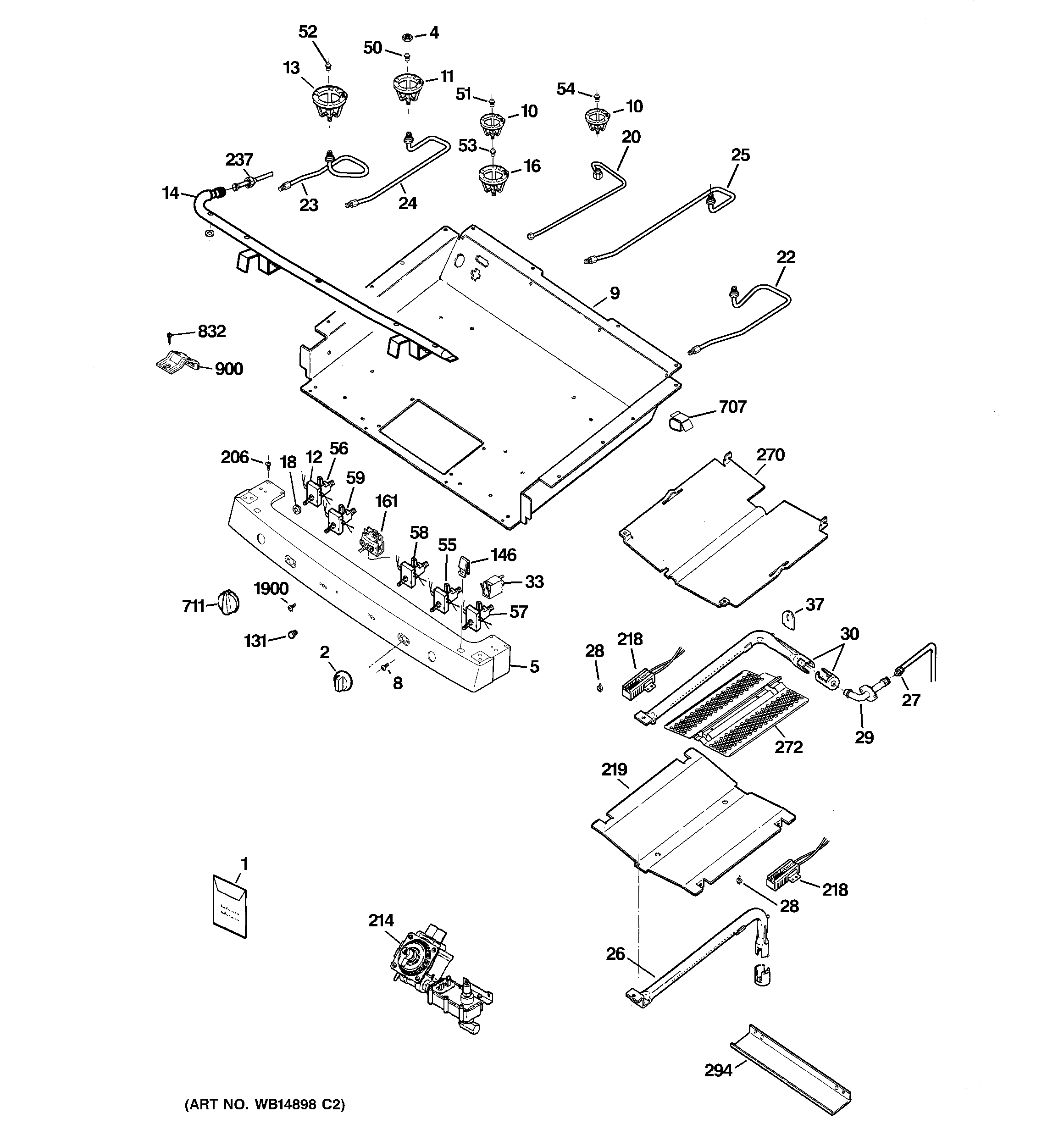 GE JGB820DEP2WW gas & burner parts diagram