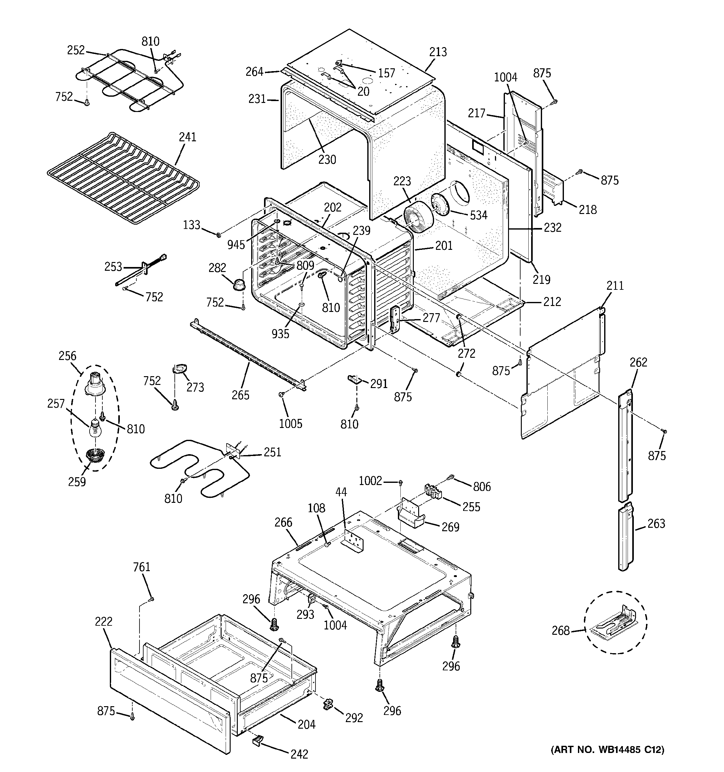 GE JSS28DN2BB body parts diagram