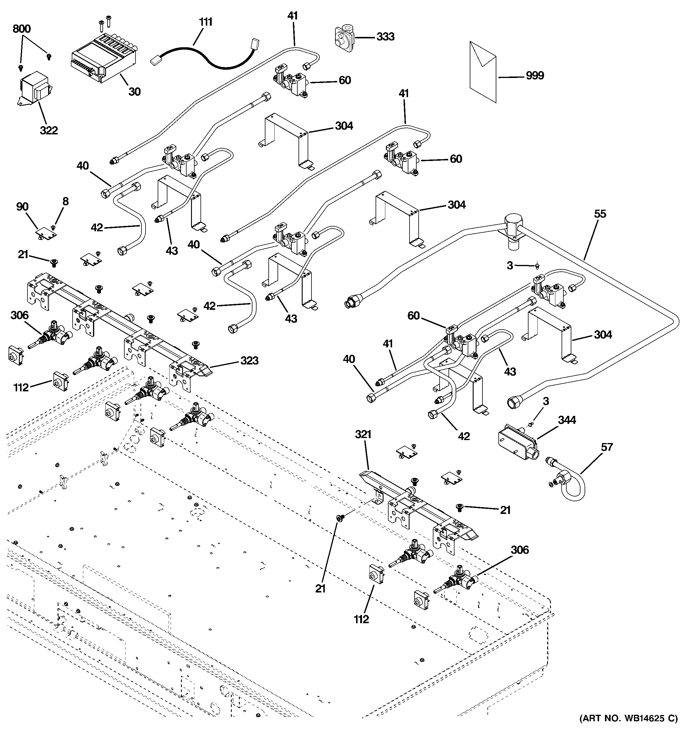 GE ZGU486NDP1SS gas & burner parts diagram