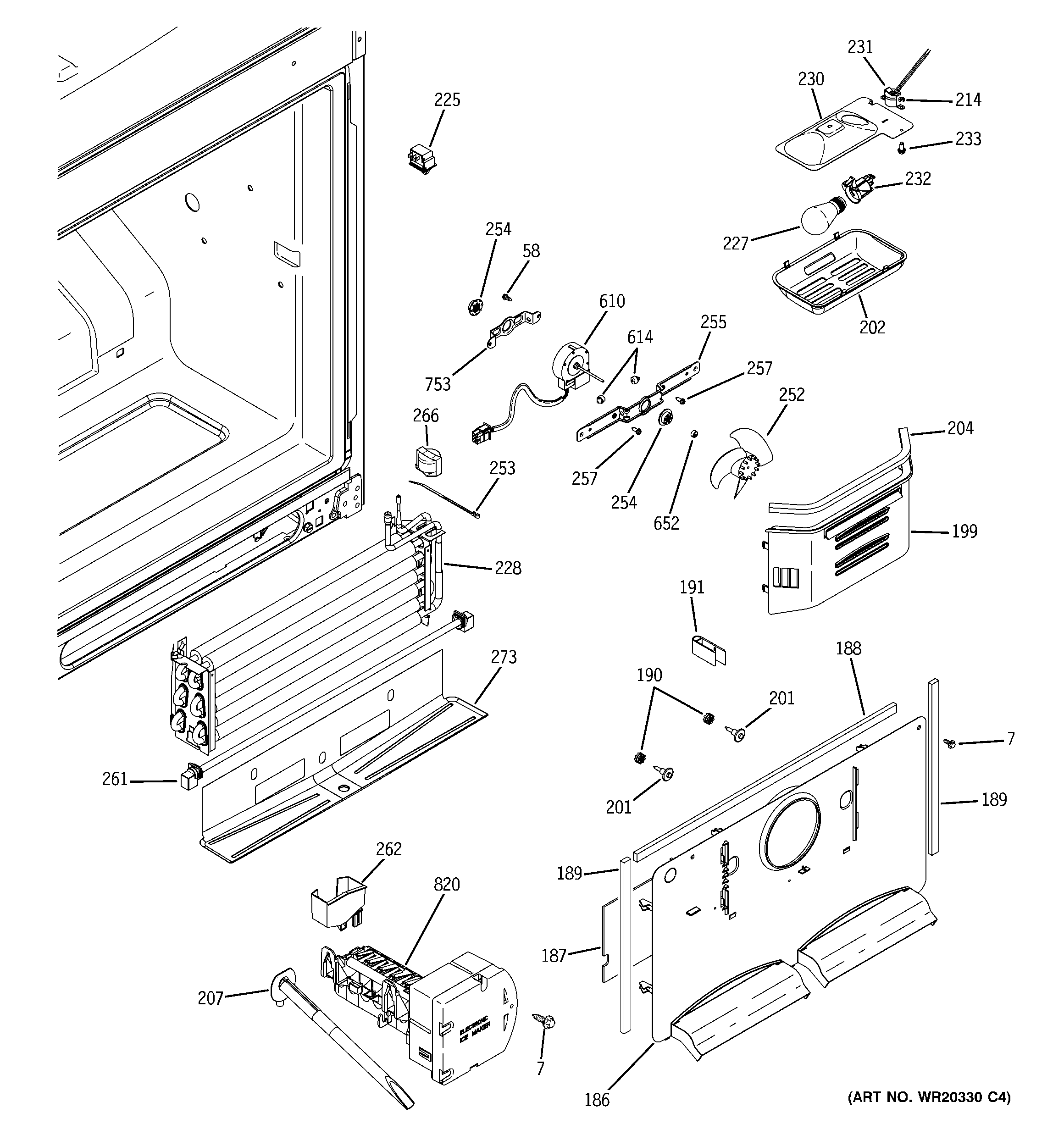 GE GBSC0HCXARBB freezer section diagram