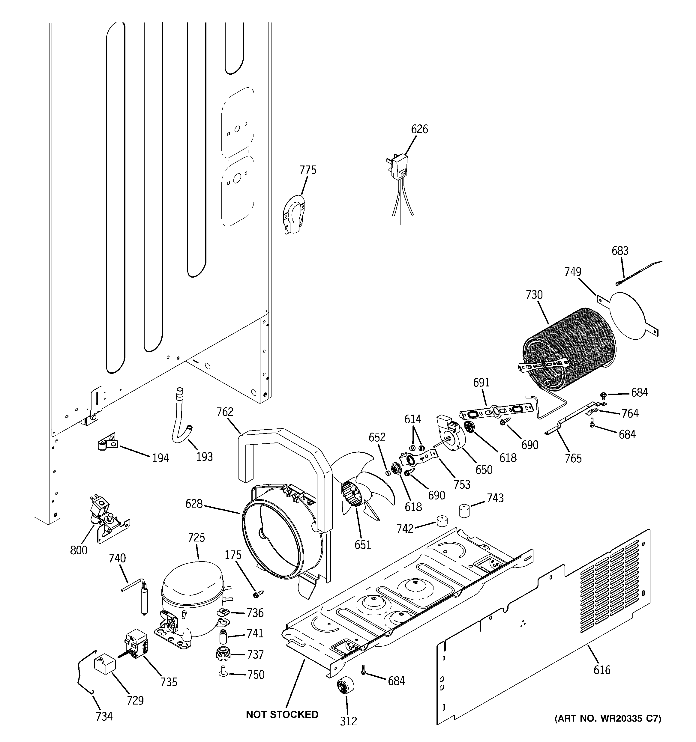 GE GBSC0HCXARBB machine compartment diagram
