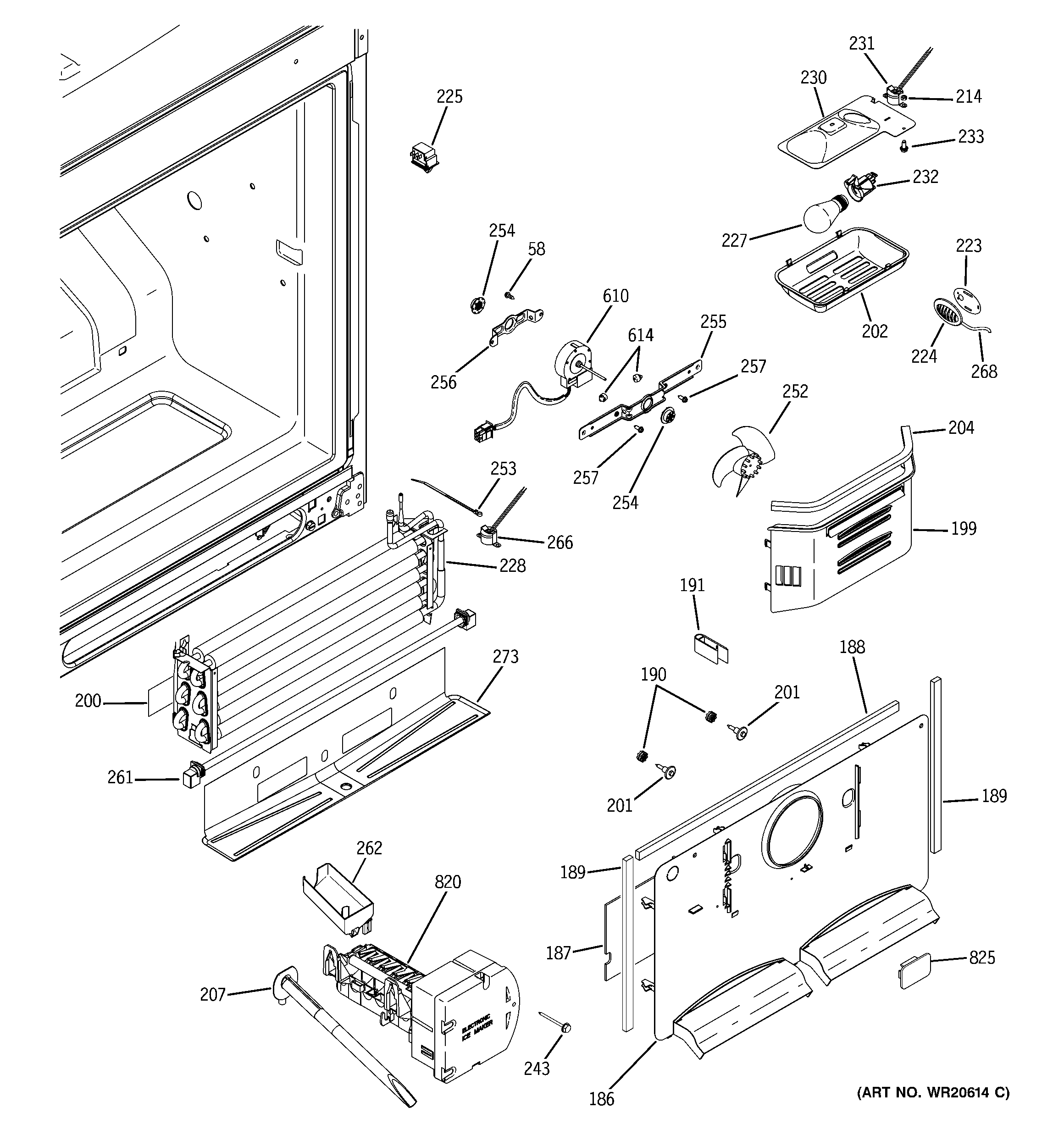 GE GFSF2KEYABB freezer section diagram
