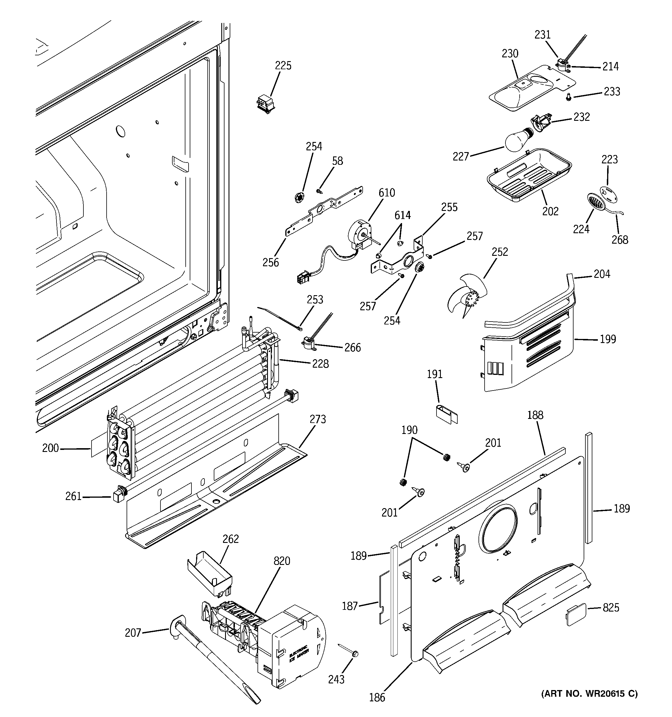 GE GFSL2KEYALS freezer section diagram