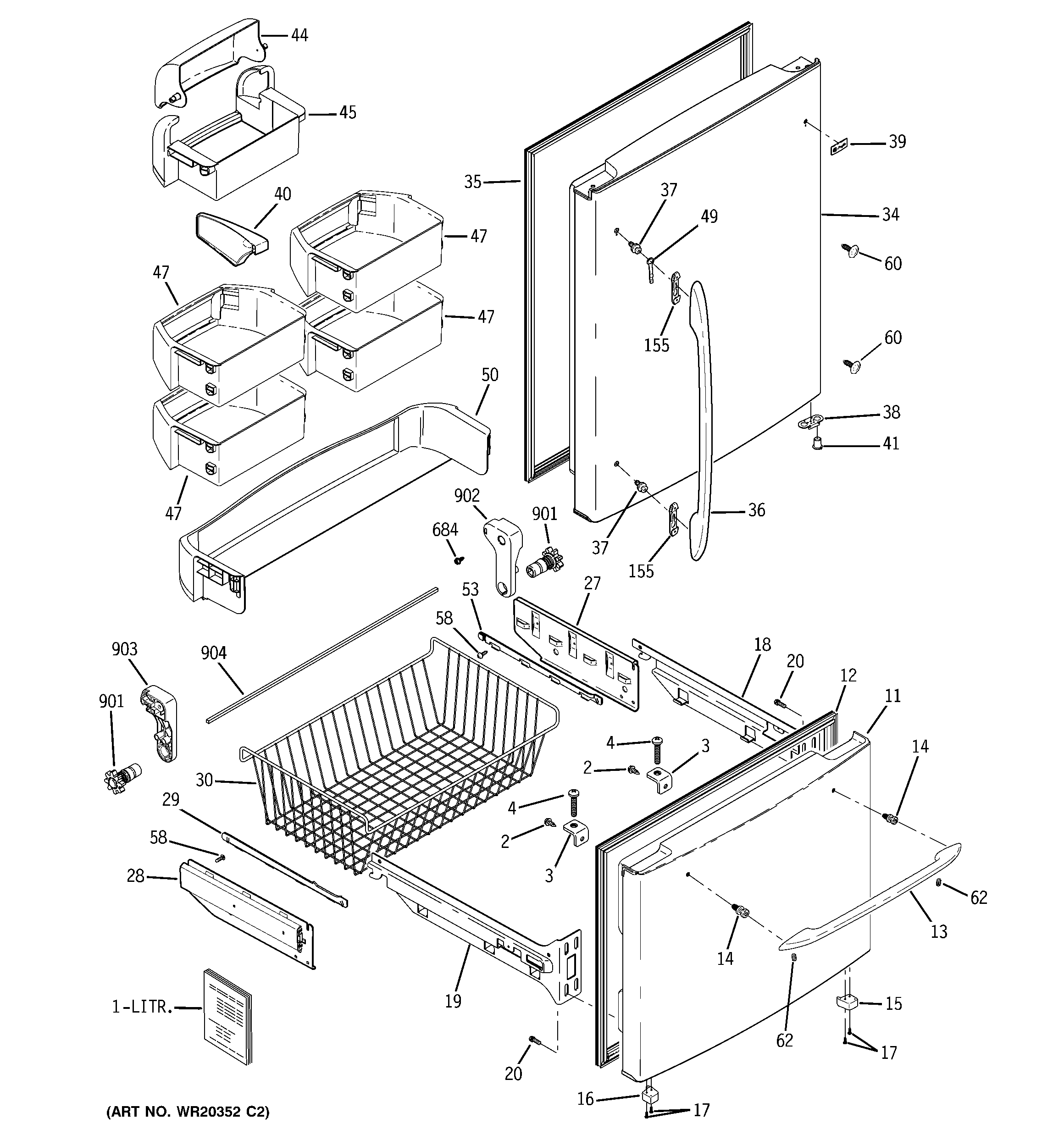 GE PDSF0MFXARWW doors diagram