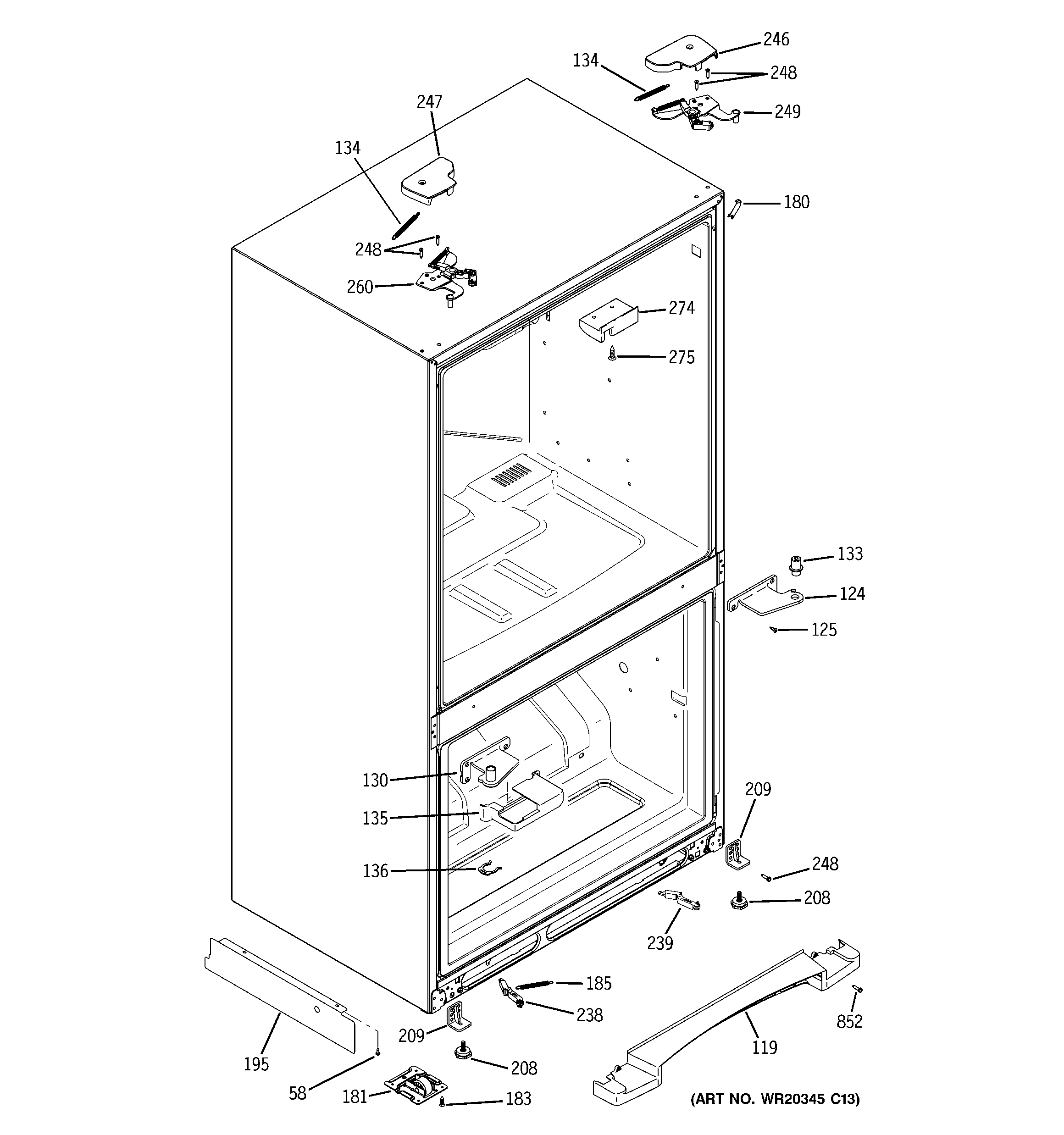GE PFSF2MJXBBB case parts diagram