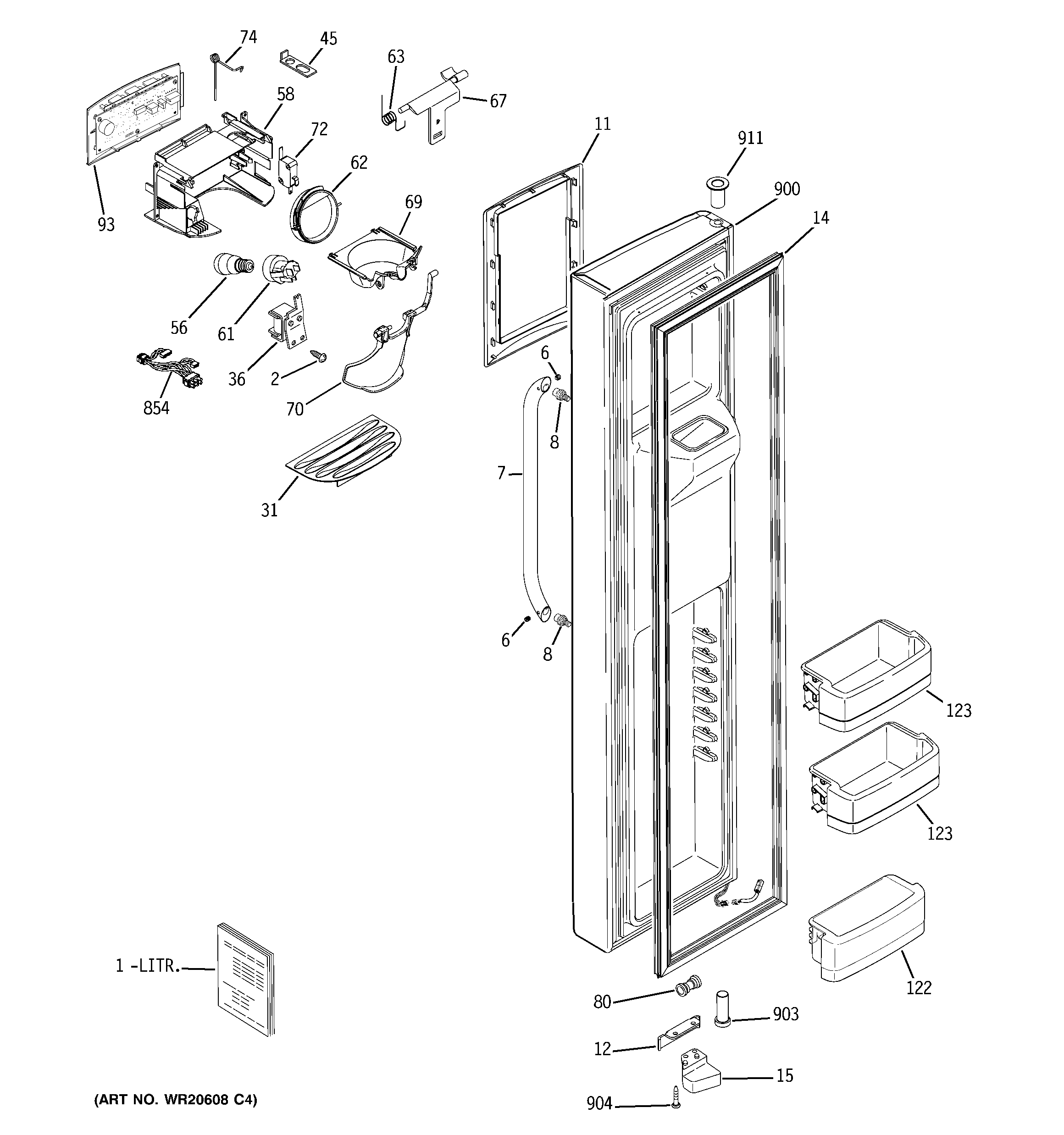 GE GSHF3KGXGCCC freezer door diagram