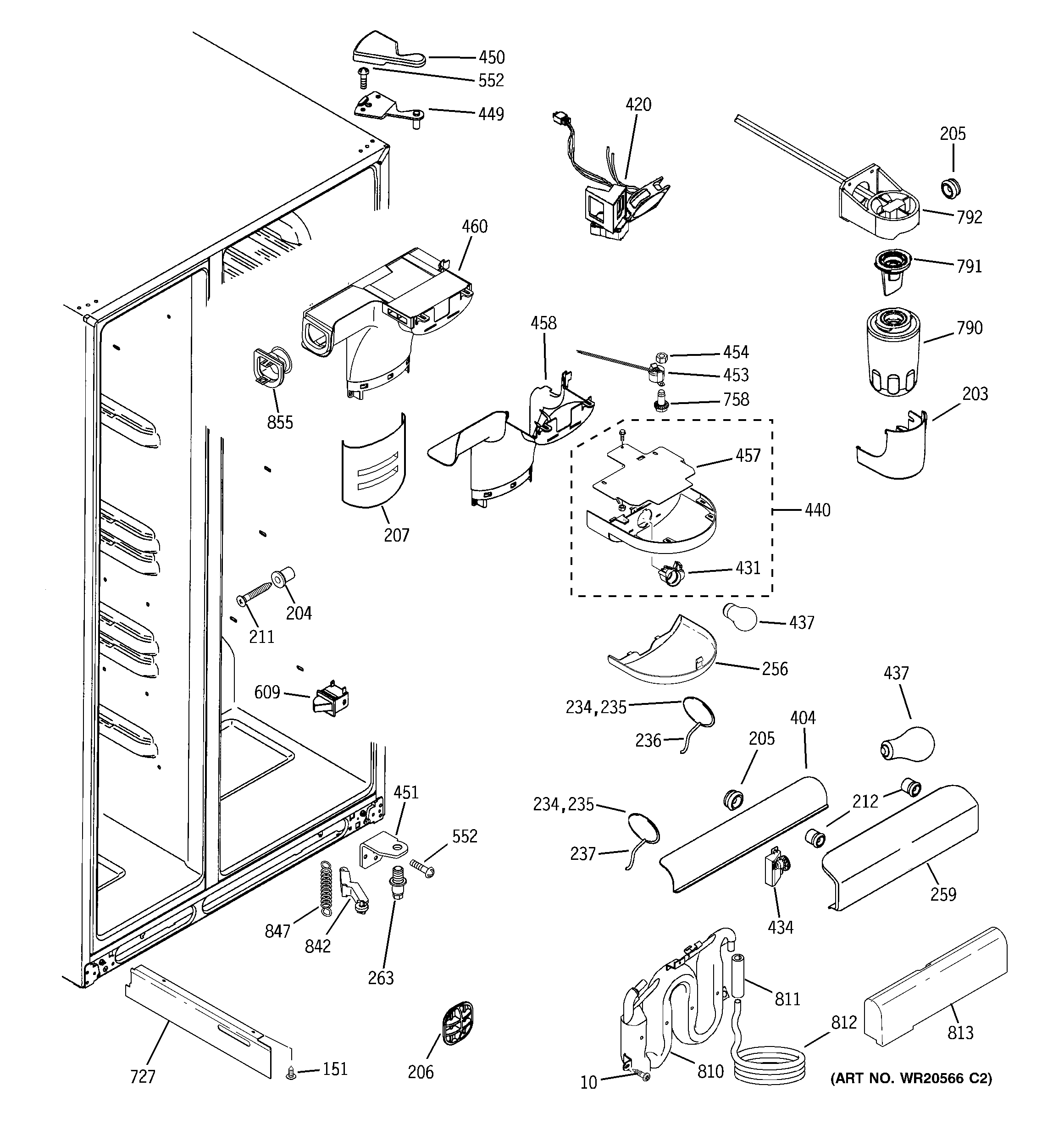 GE GSHF3KGXGCCC fresh food section diagram