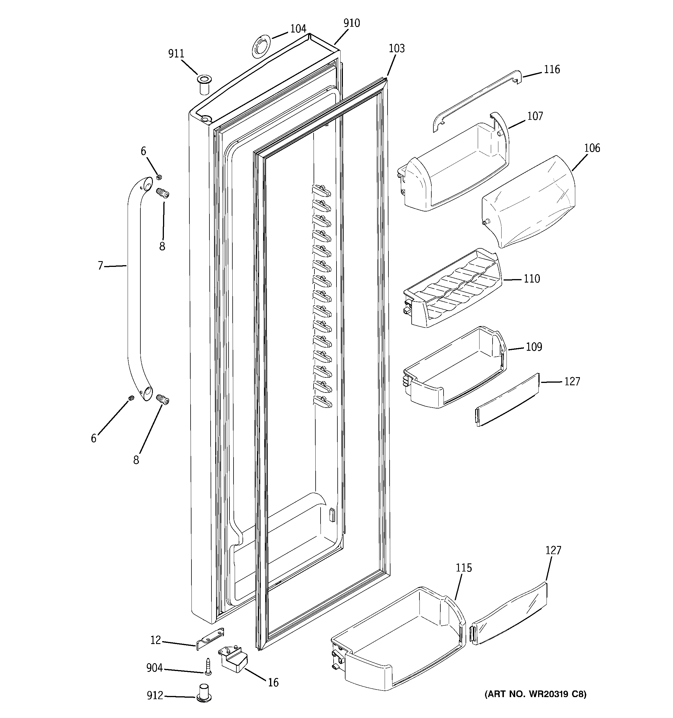 GE GSHF3KGXHCBB fresh food door diagram