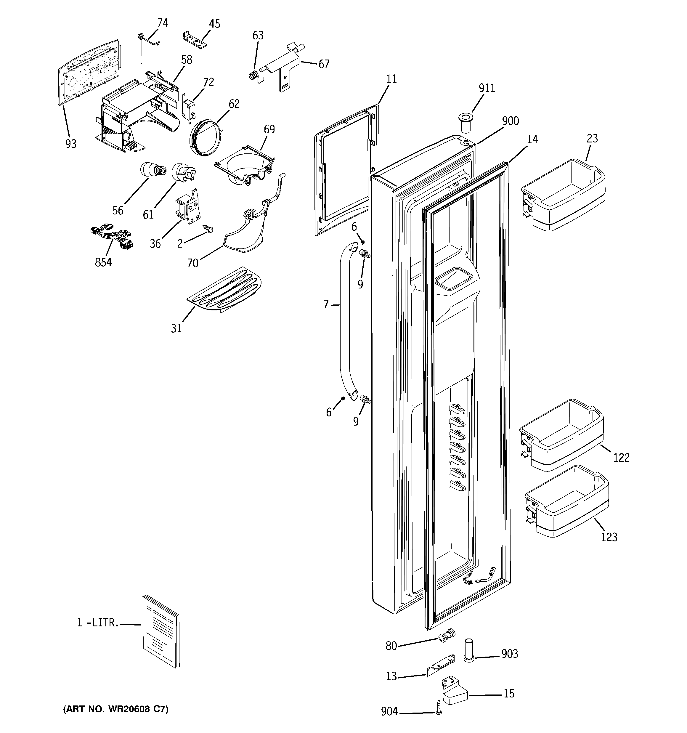 GE GSHS5MGXGESS freezer door diagram