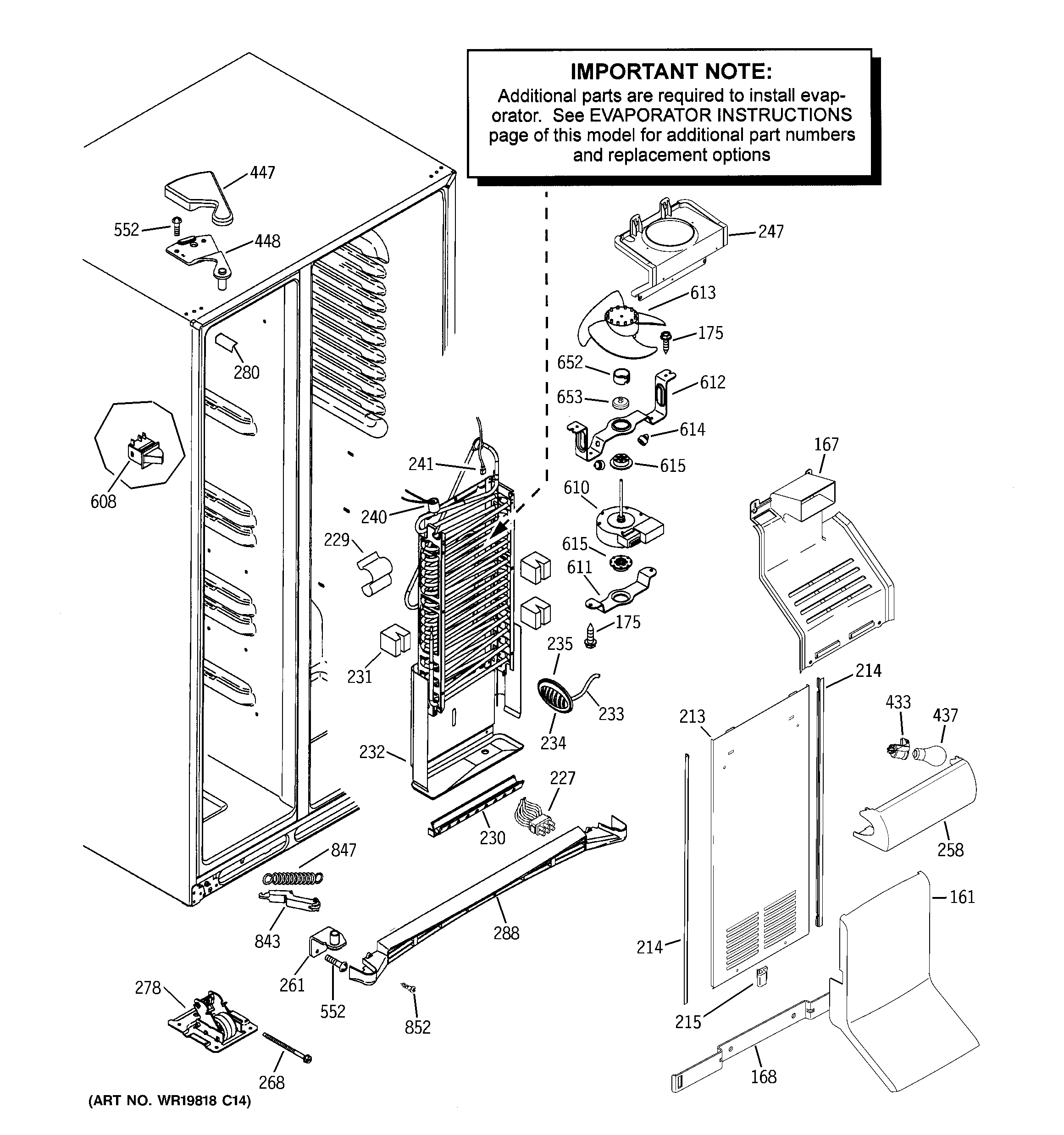 GE GSHS3KGXGCSS freezer section diagram