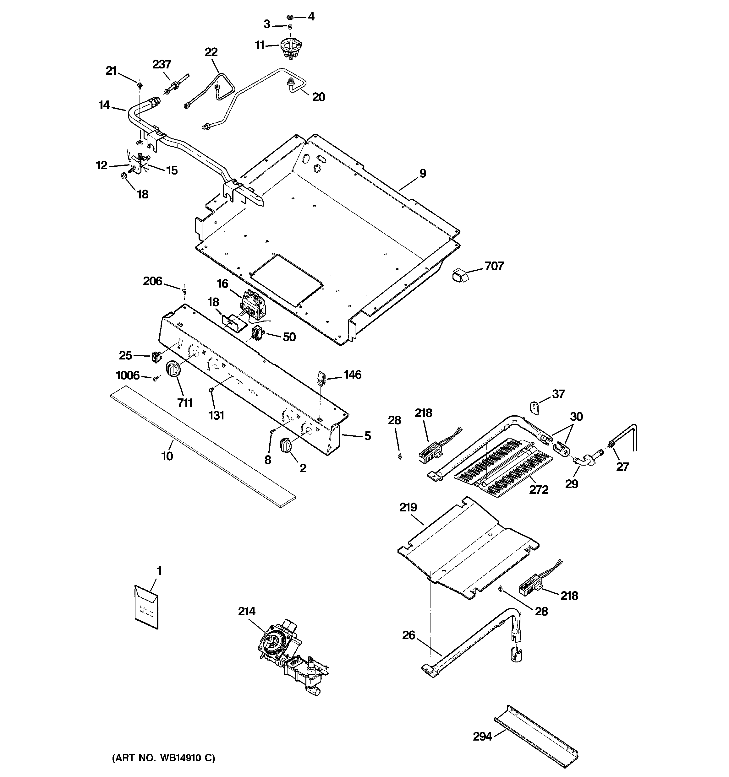 GE JGBP27DEM5WW gas & burner parts diagram