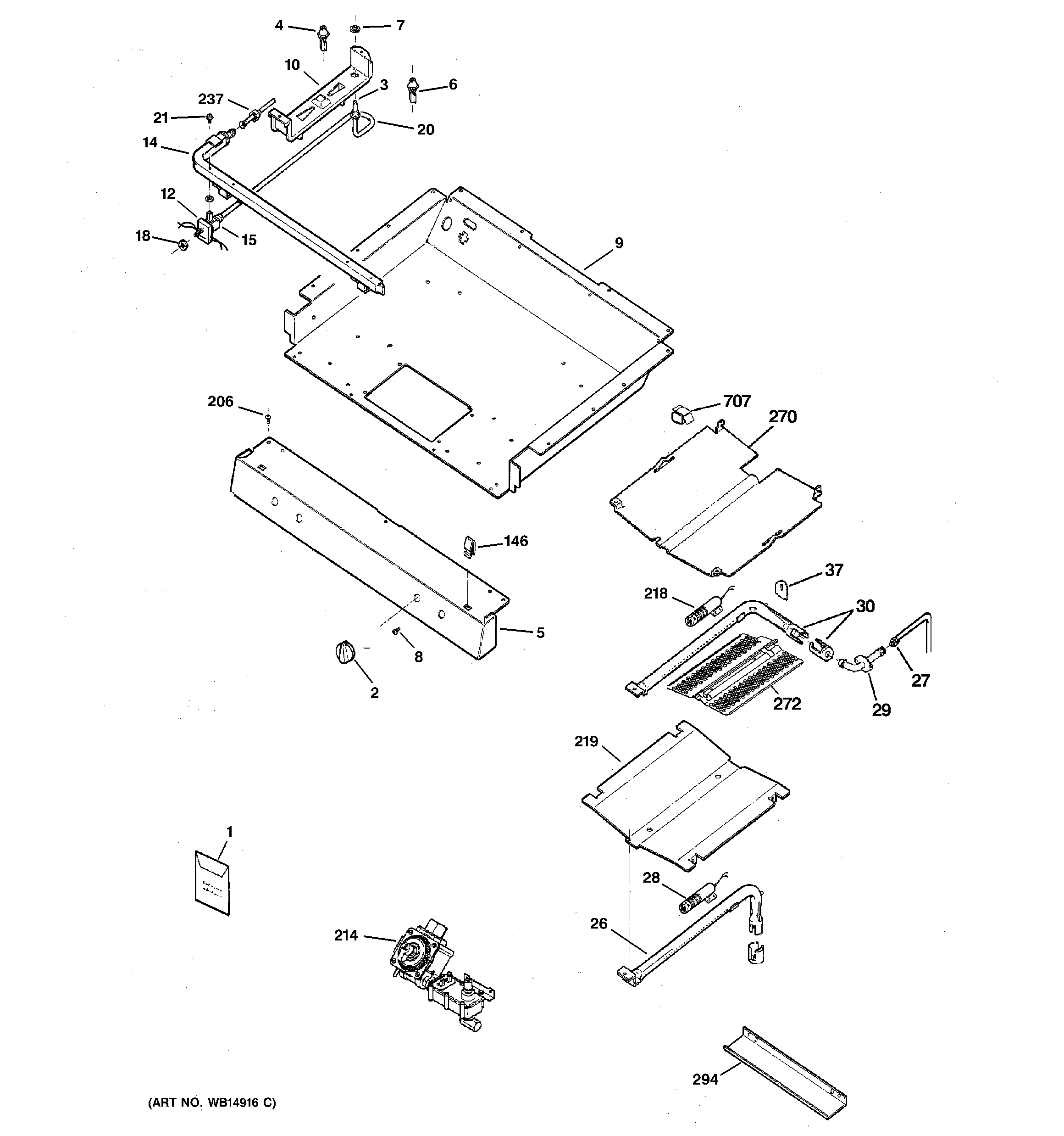 GE JGBP35GXM4WW gas & burner parts diagram