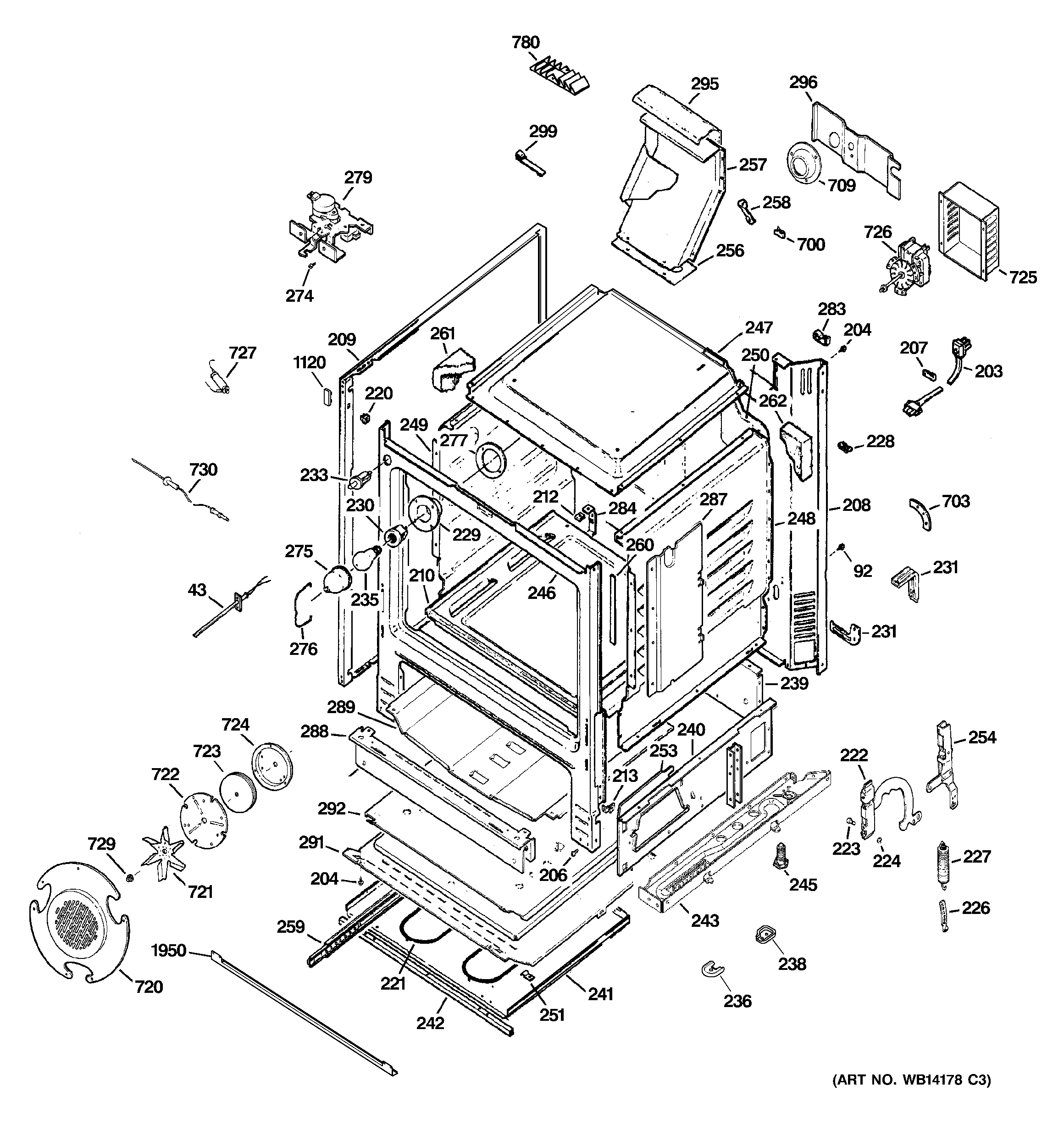 GE PGB916SEM4SS body parts diagram