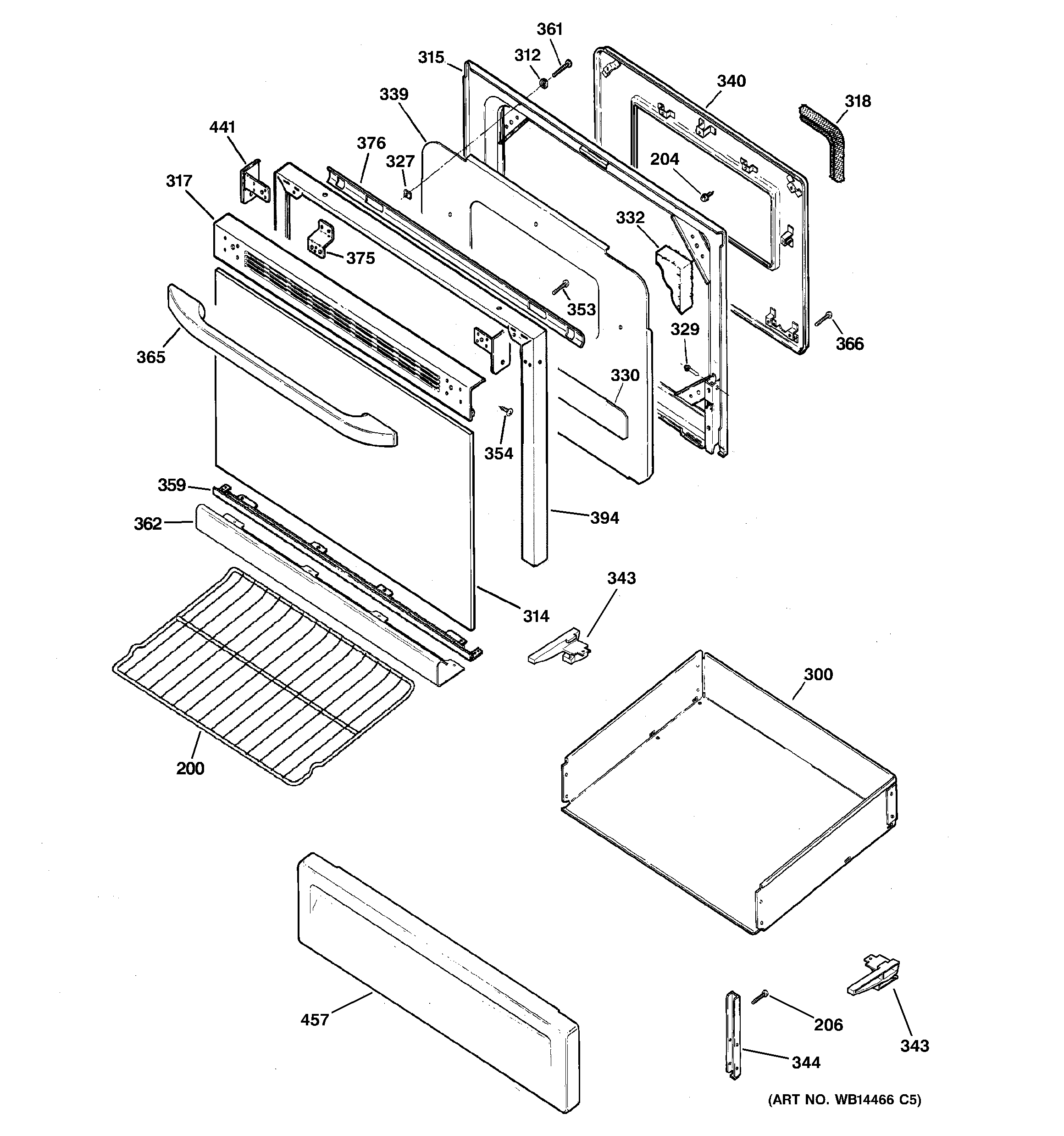Hotpoint RGB740DEP3WH door & drawer parts diagram