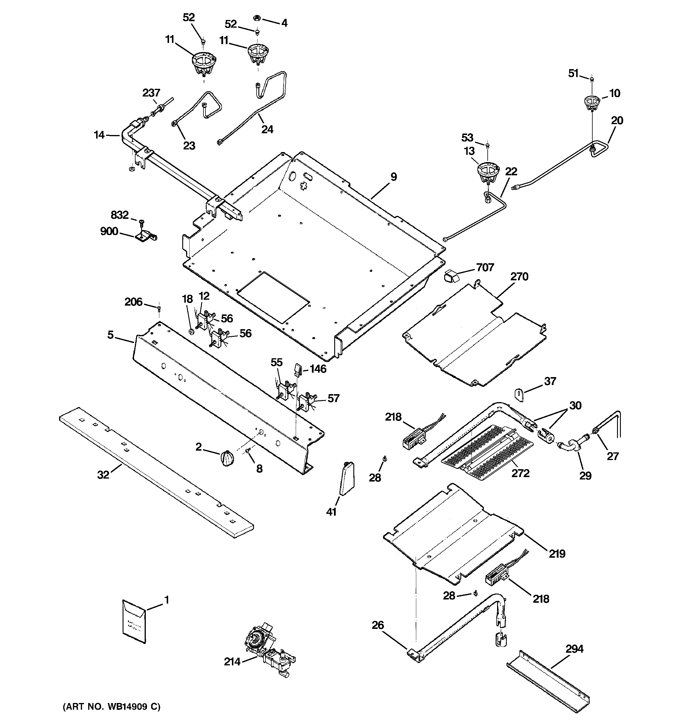 Hotpoint RGB790SEP3SA gas & burner parts diagram