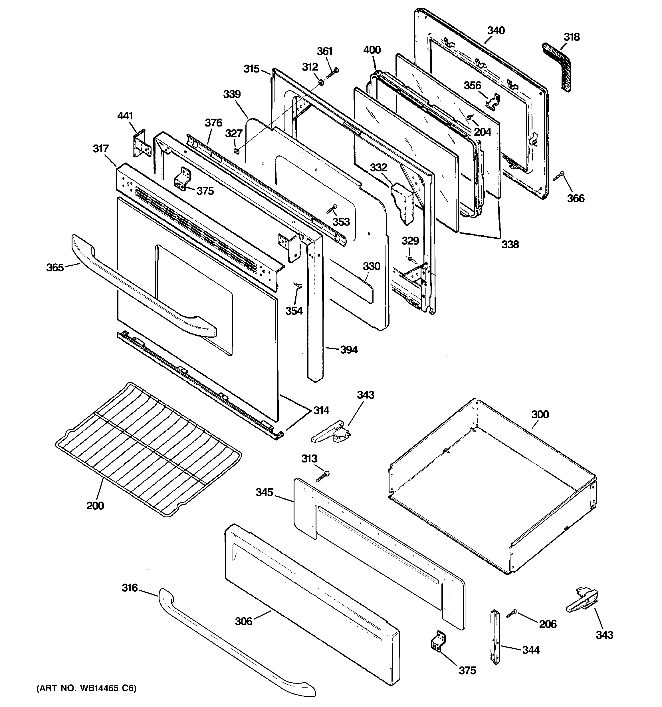 Hotpoint RGB790SEP3SA door & drawer parts diagram