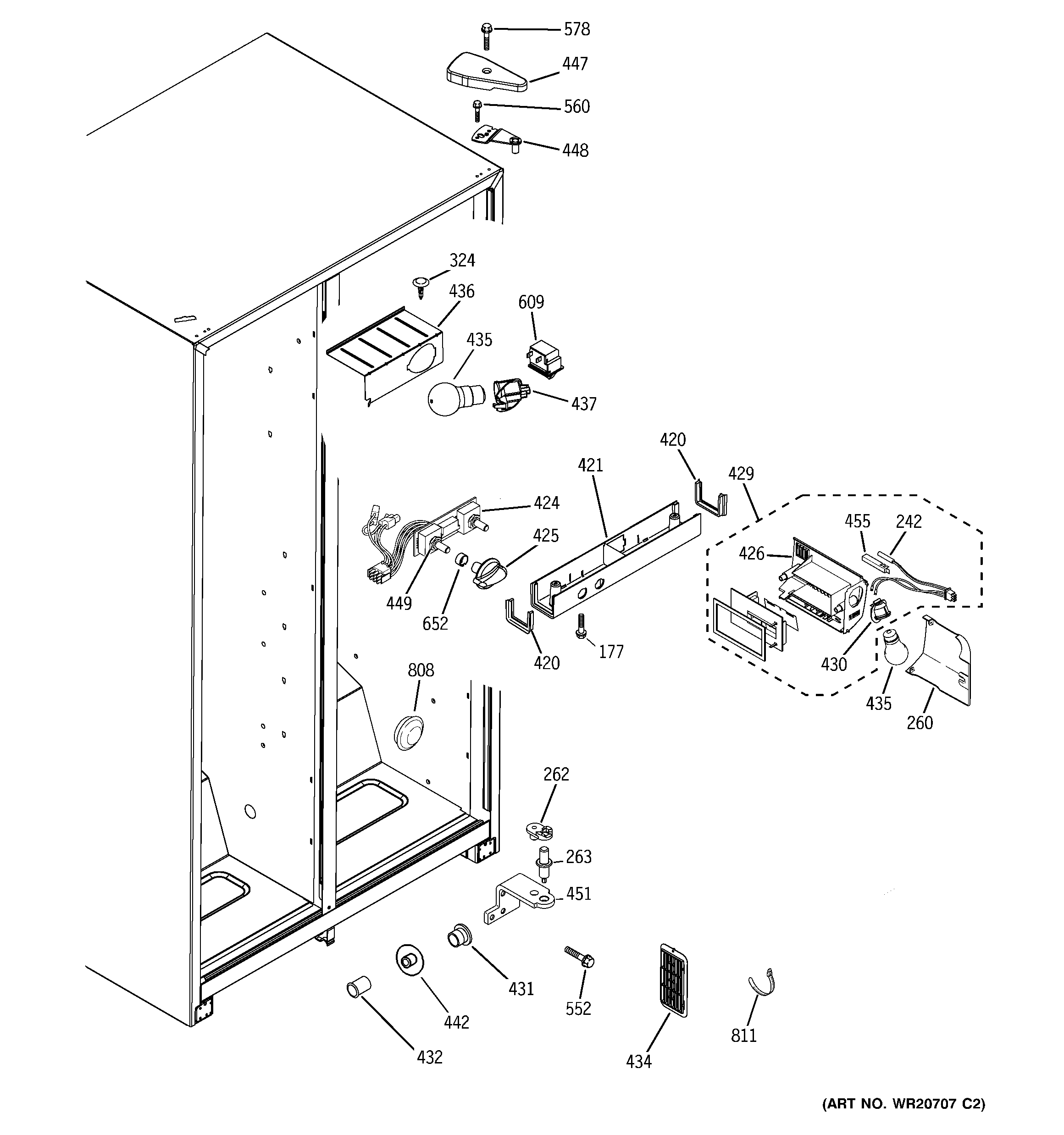 GE GSS20DBTNCC fresh food section diagram
