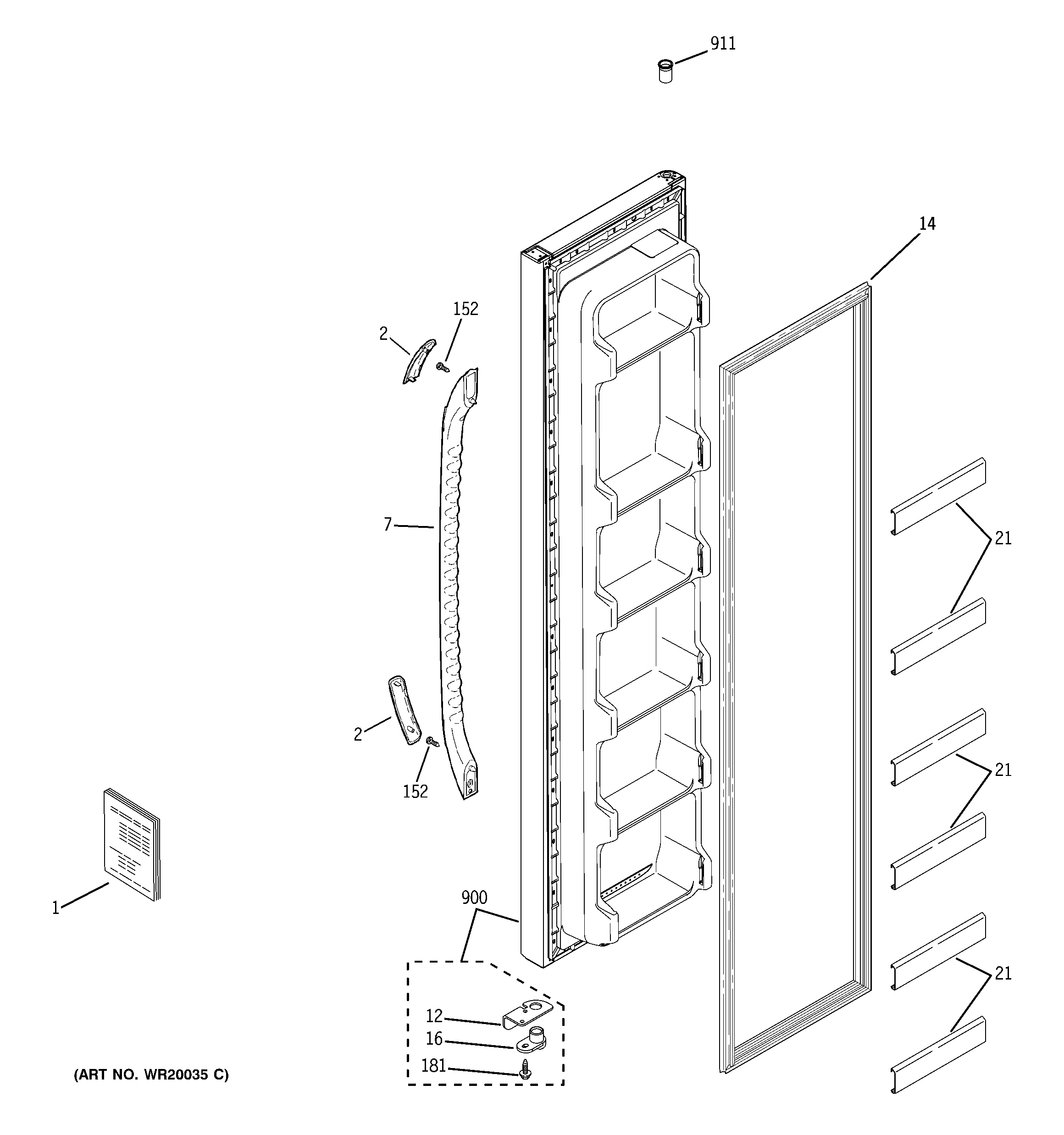 GE GSS20IBTNCC freezer door diagram