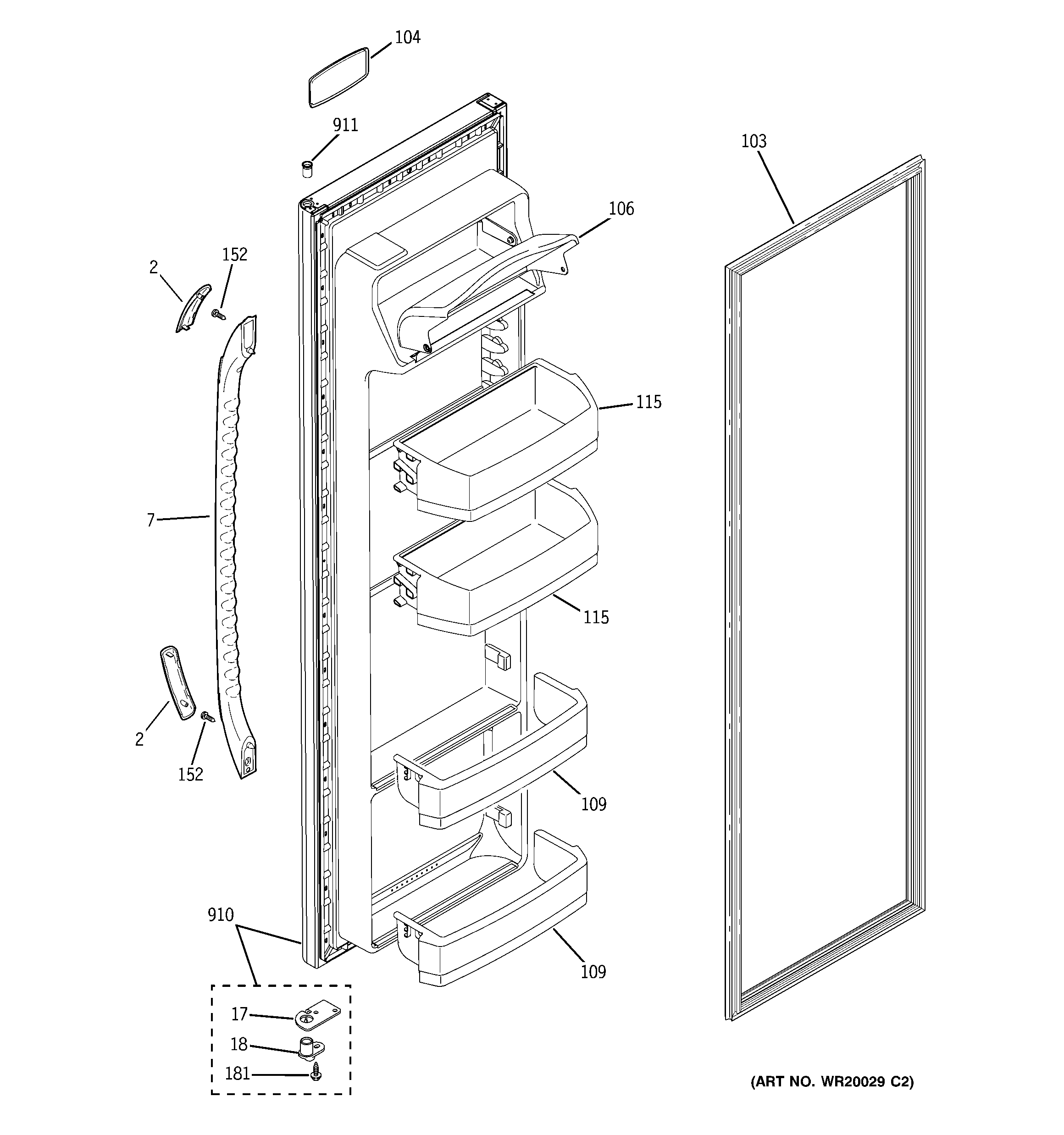 GE GSS20IBTNCC fresh food door diagram