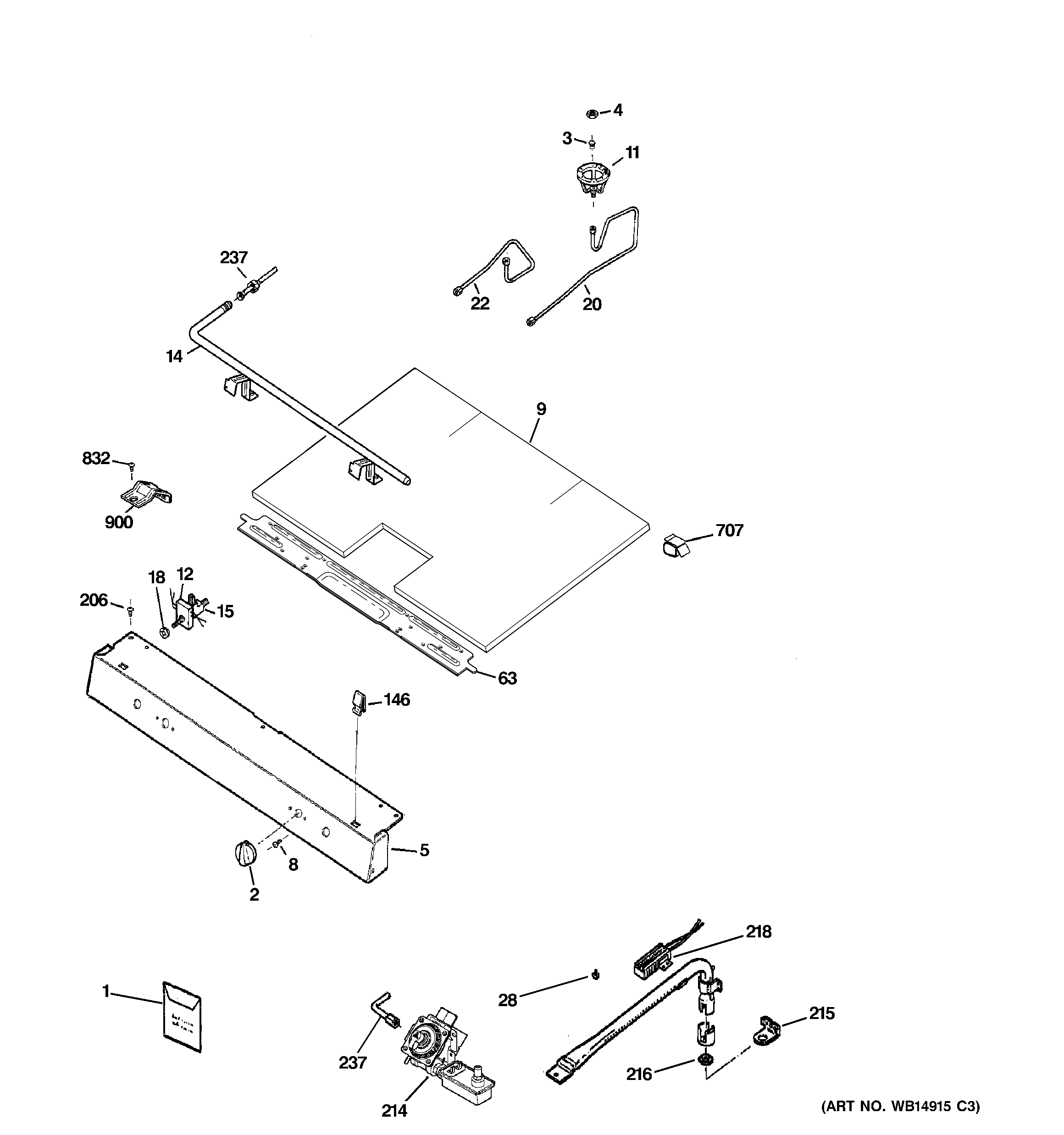 GE JGBS18DEN4BB gas & burner parts diagram