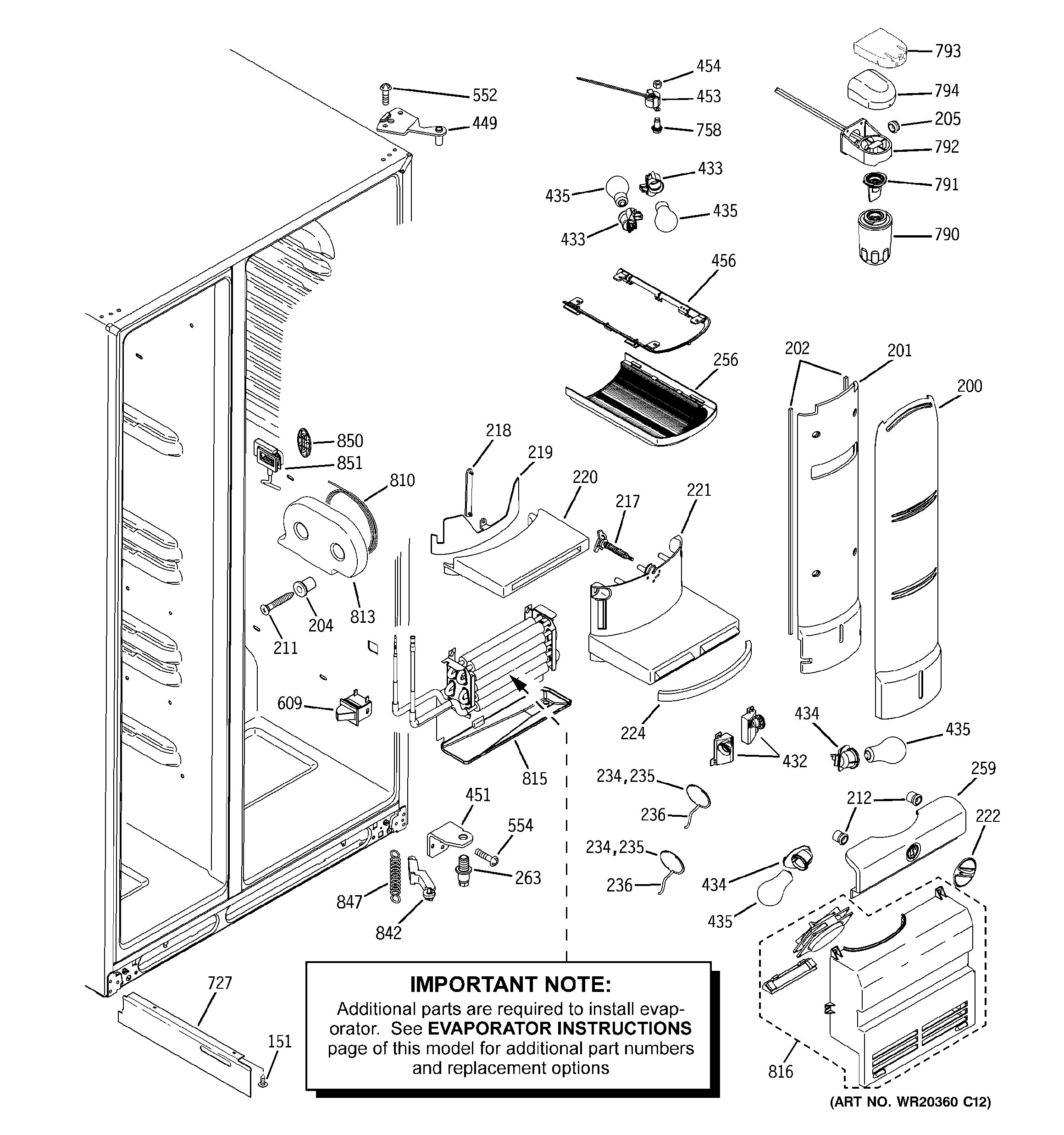 GE PJA25YGXAFSV fresh food section diagram