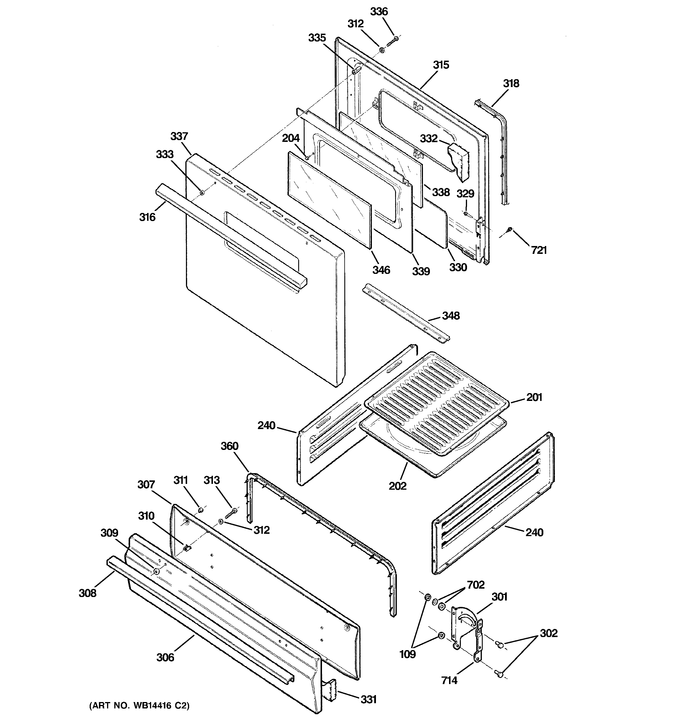 GE AGBS300EP1BB door & drawer parts diagram