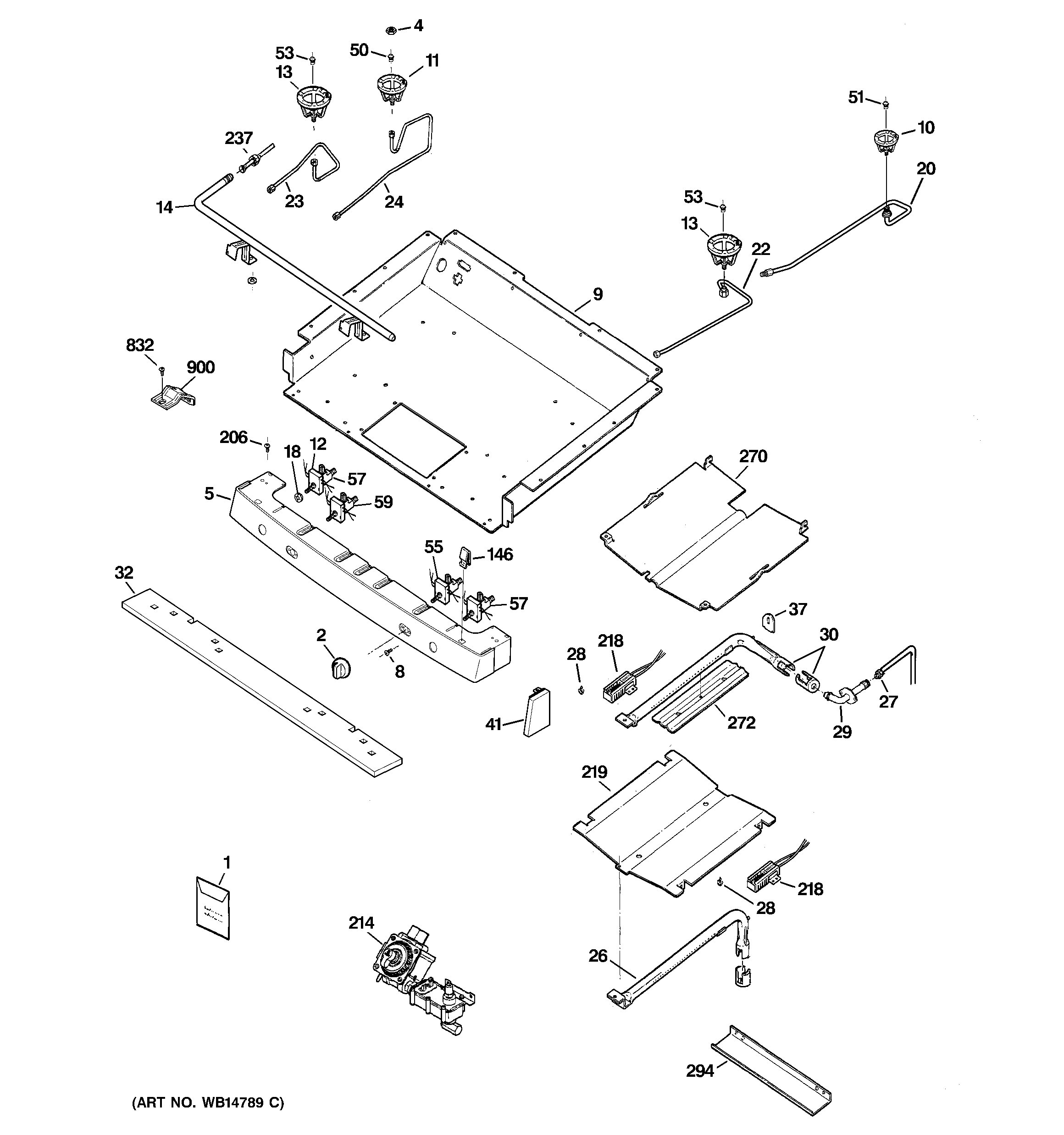 GE EGR2001EN3SS gas & burner parts diagram